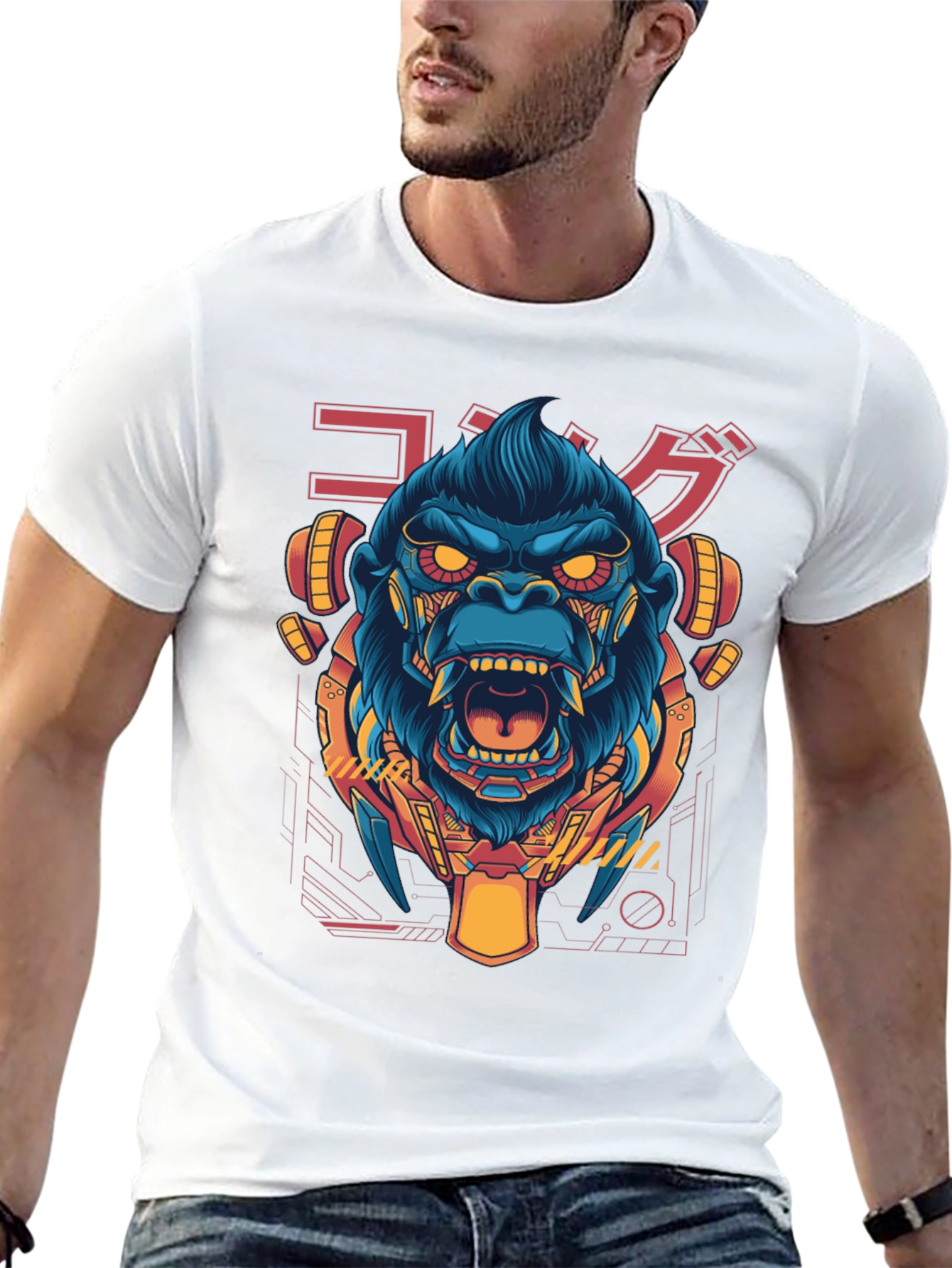 Cyberpunk Gorilla Graphic T-Shirt