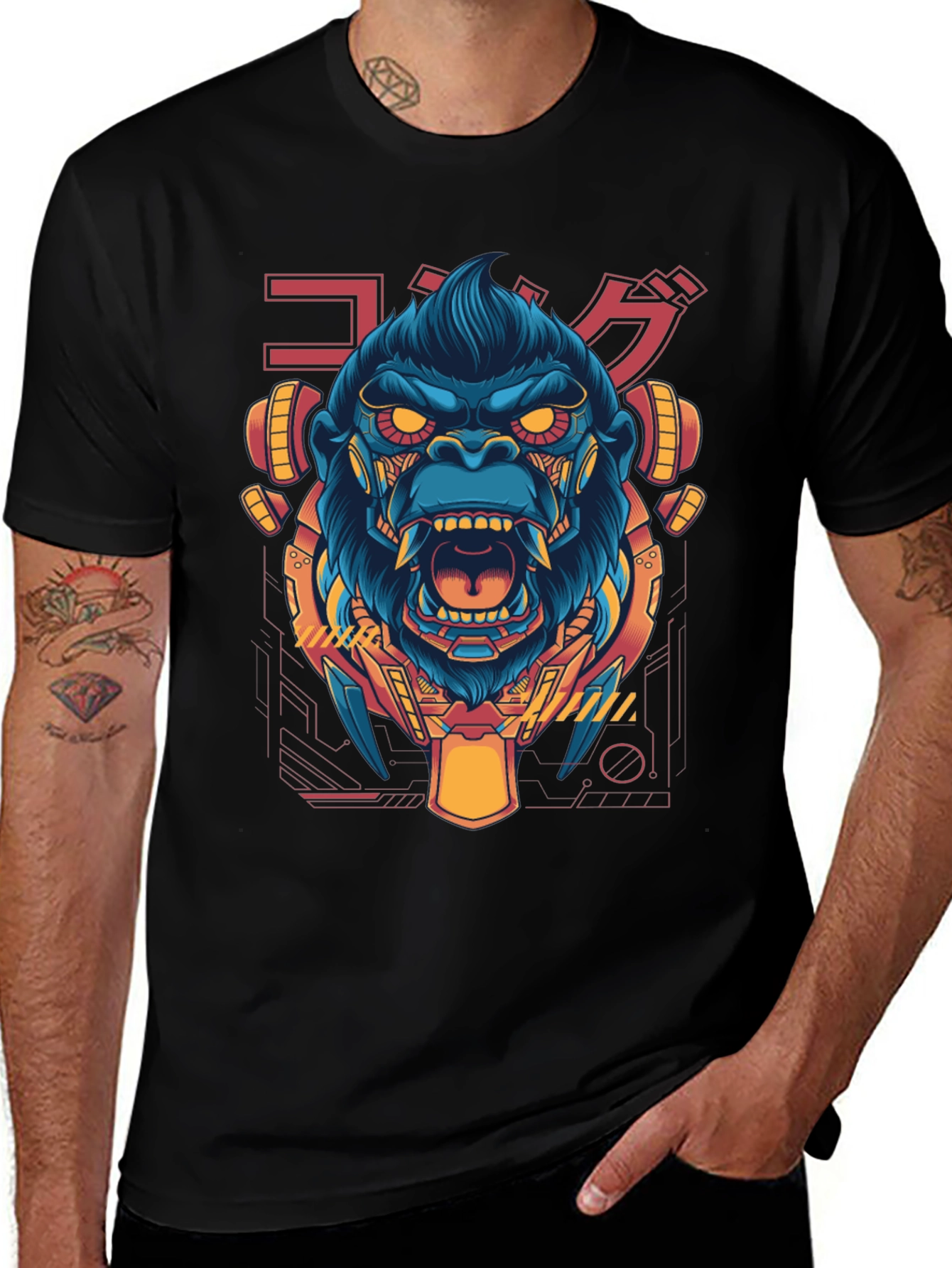 Cyberpunk Gorilla Graphic T-Shirt