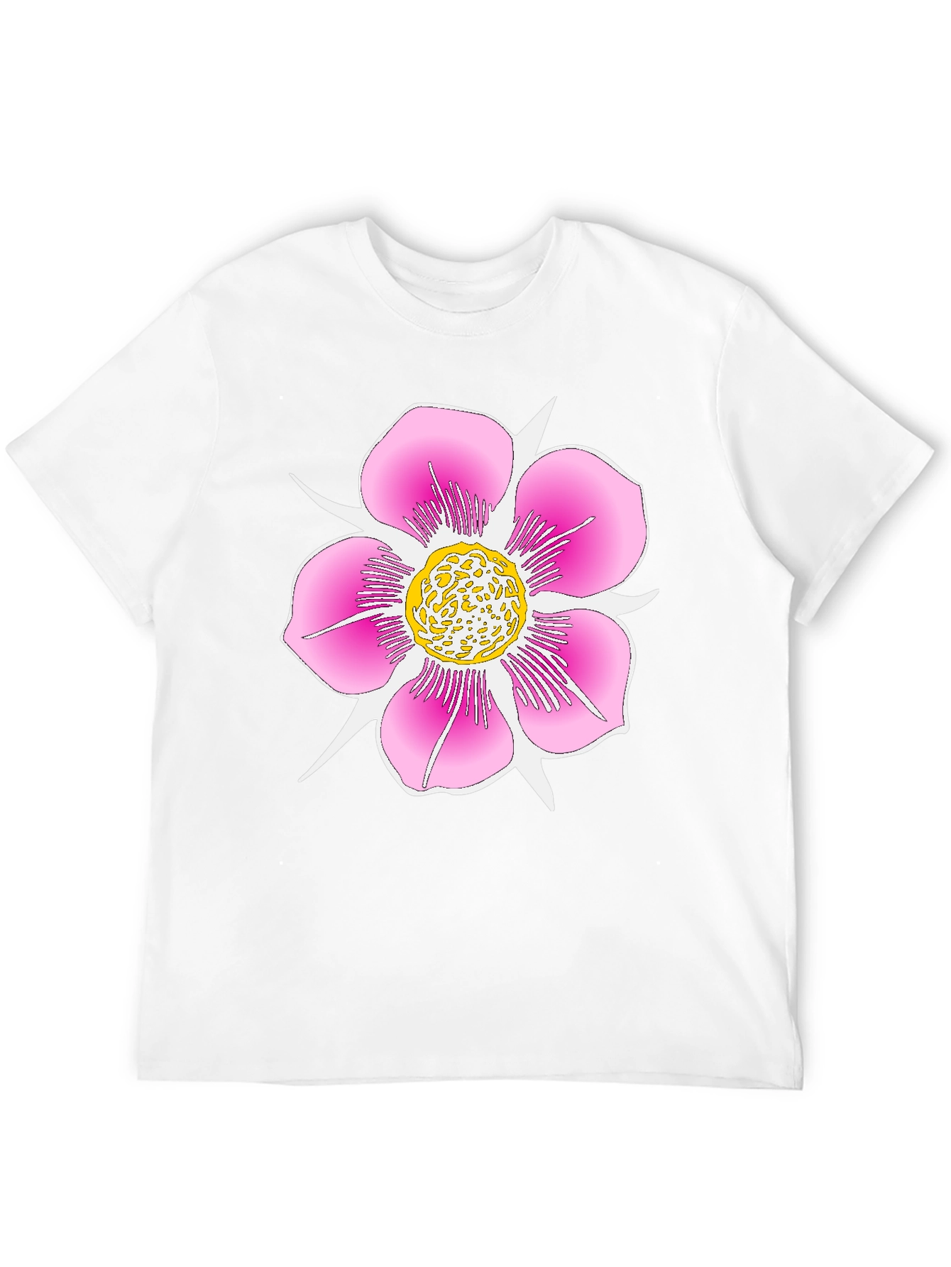 Black T-Shirt with Pink Flower Graphic