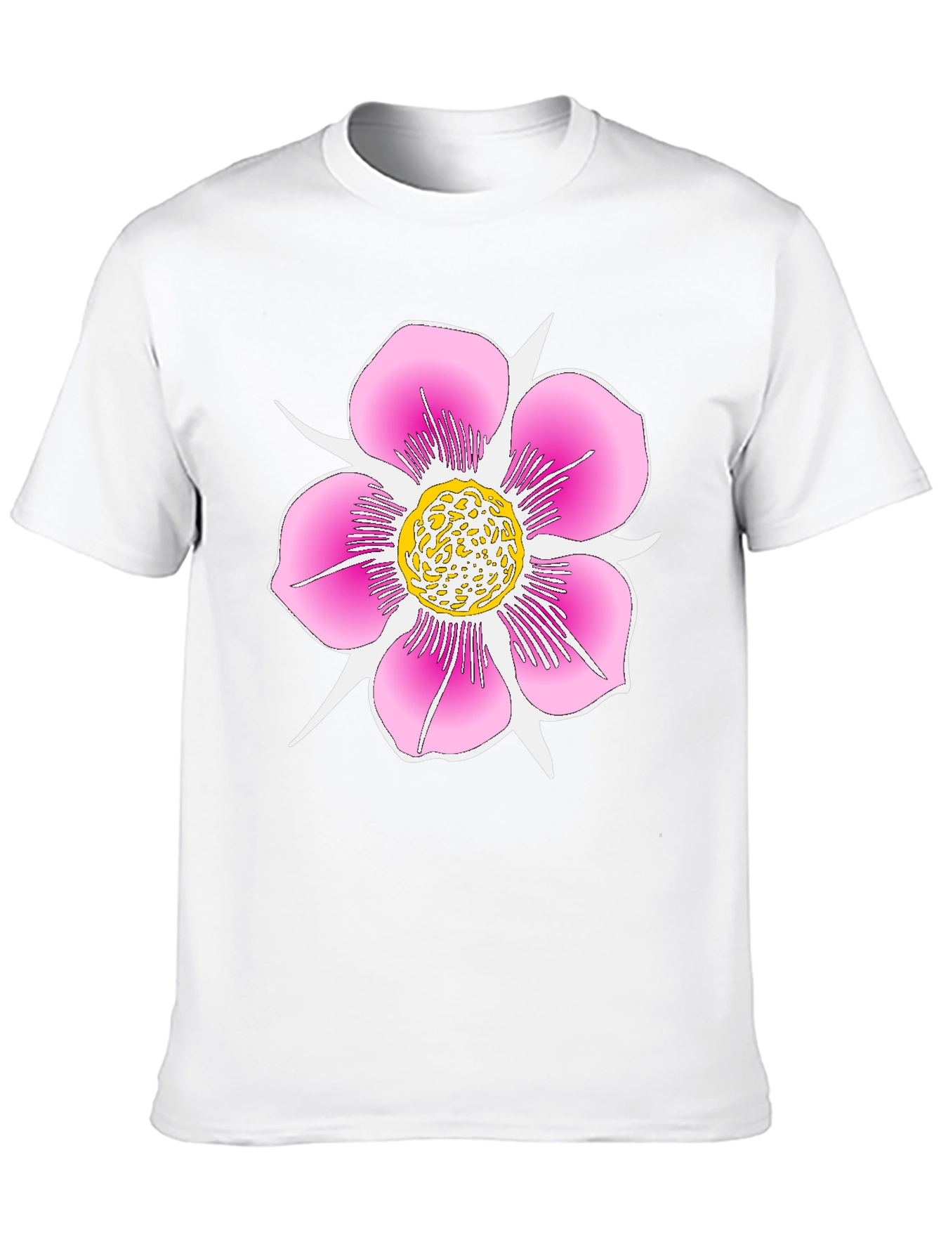 Black T-Shirt with Pink Flower Graphic