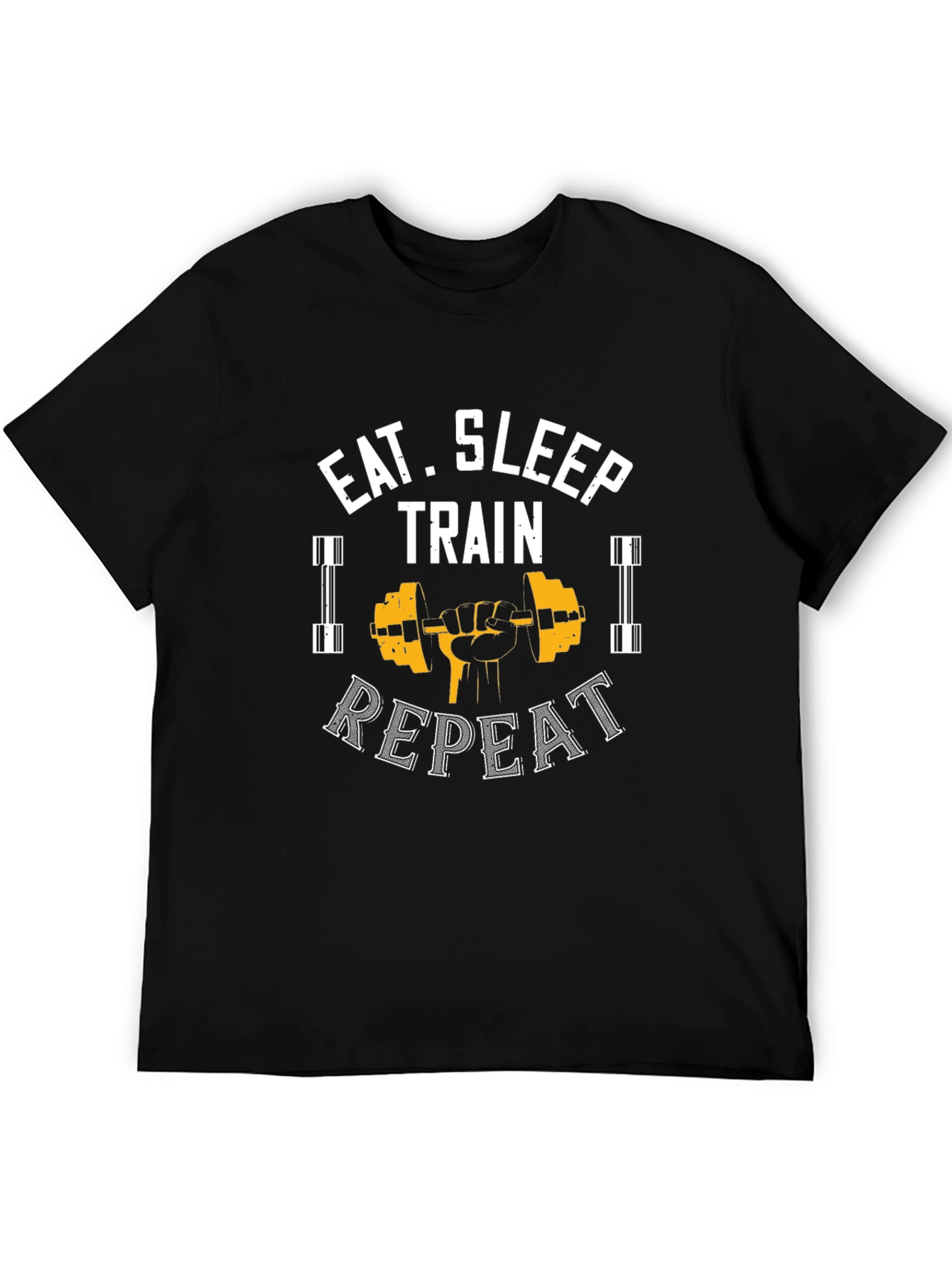 Eat Sleep Train Repeat Black Graphic Tee