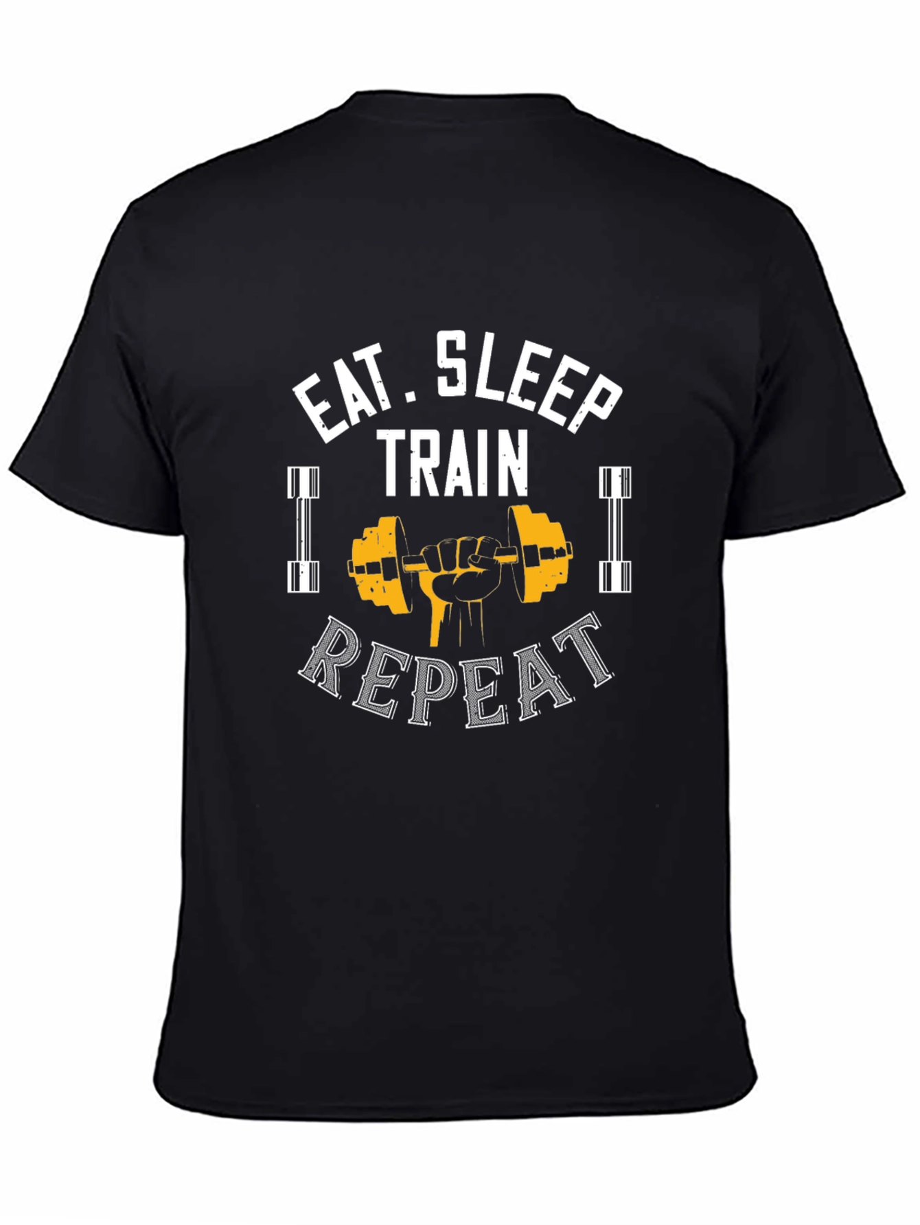 Eat Sleep Train Repeat Black Graphic Tee
