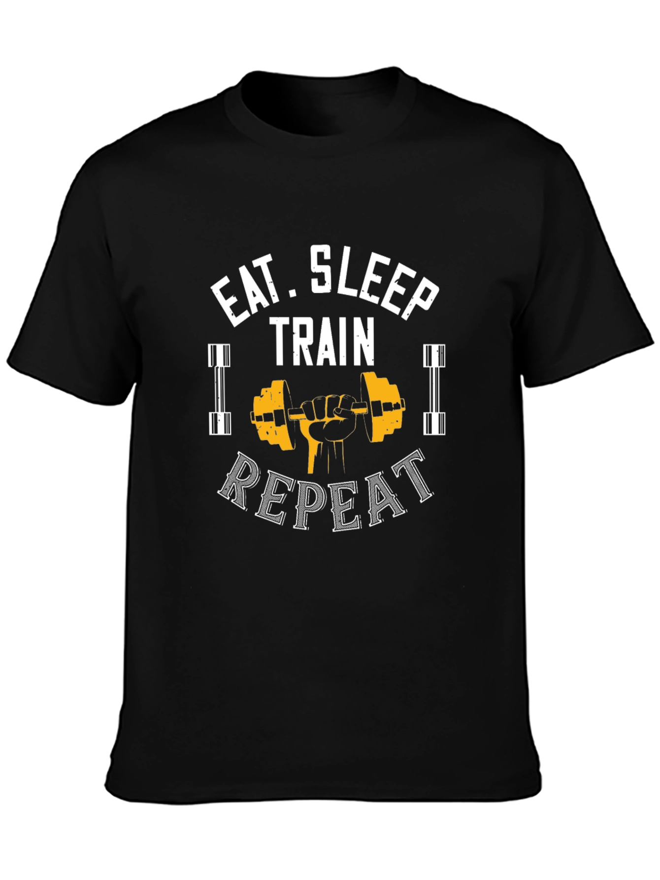Eat Sleep Train Repeat Black Graphic Tee