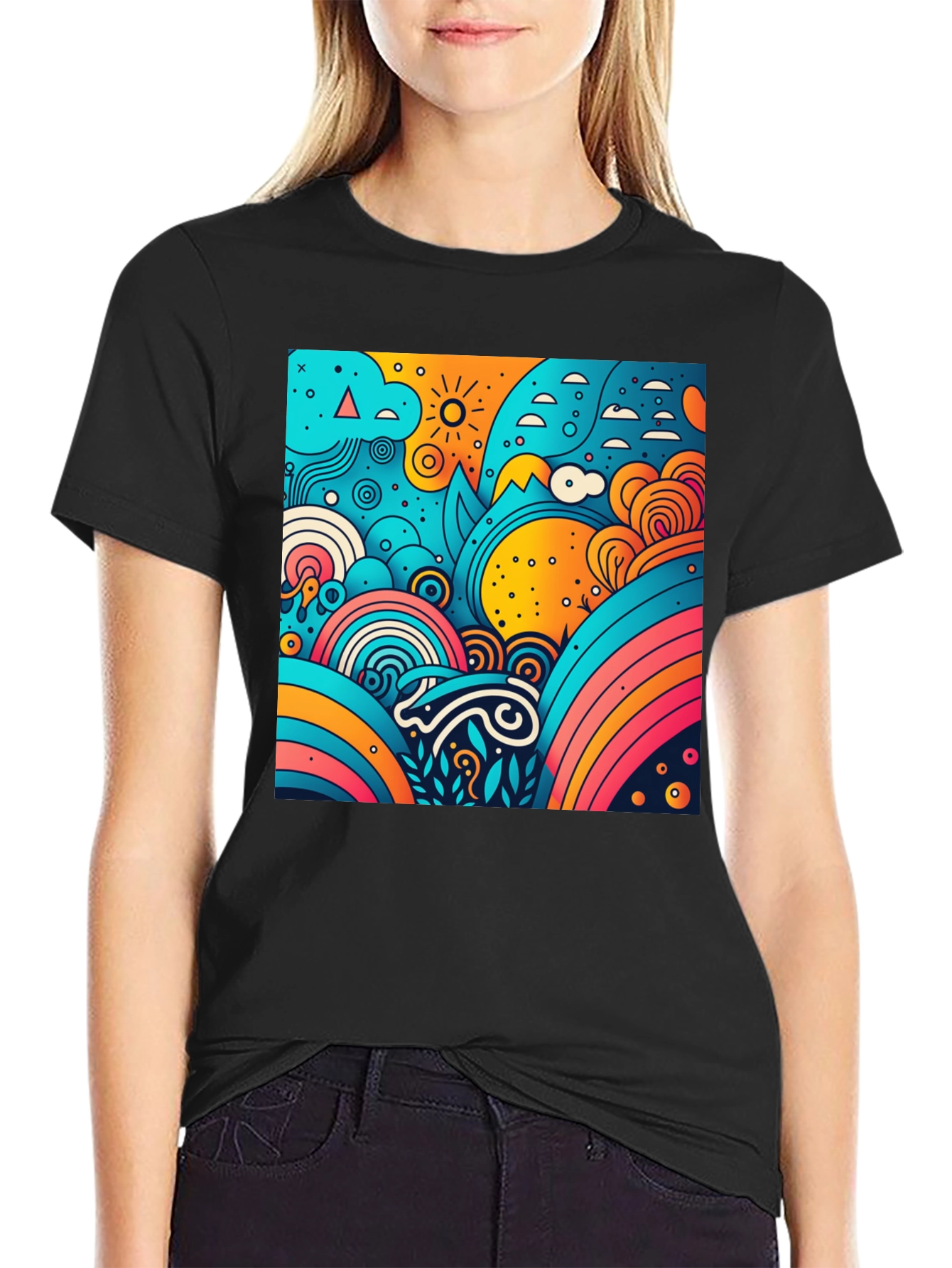Vibrant Abstract Graphic Tee - Artistic Style