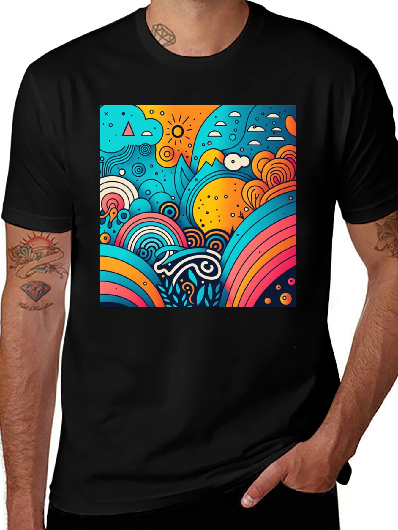 Vibrant Abstract Graphic Tee - Artistic Style