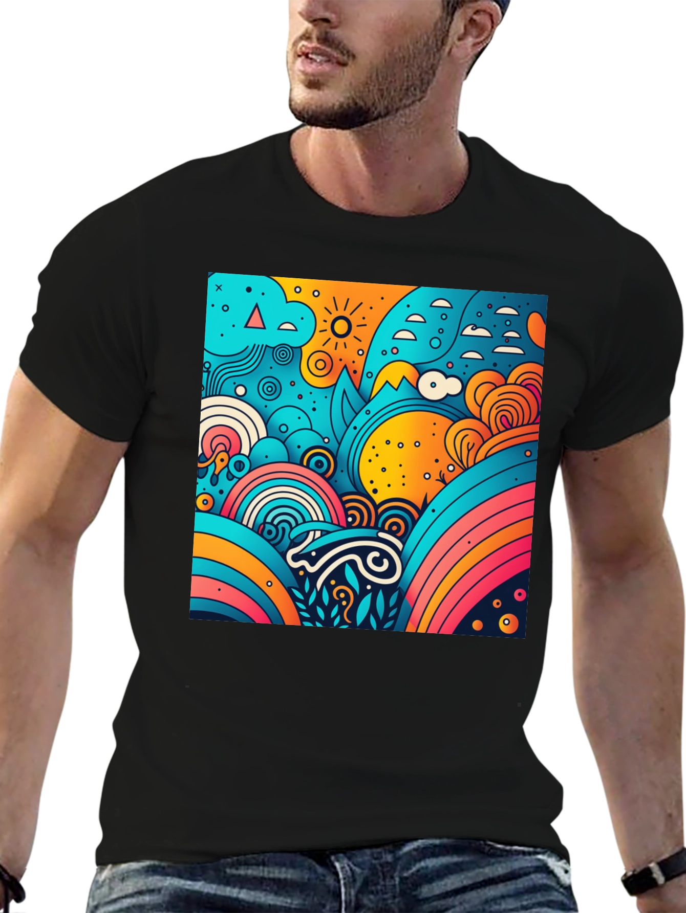 Vibrant Abstract Graphic Tee - Artistic Style