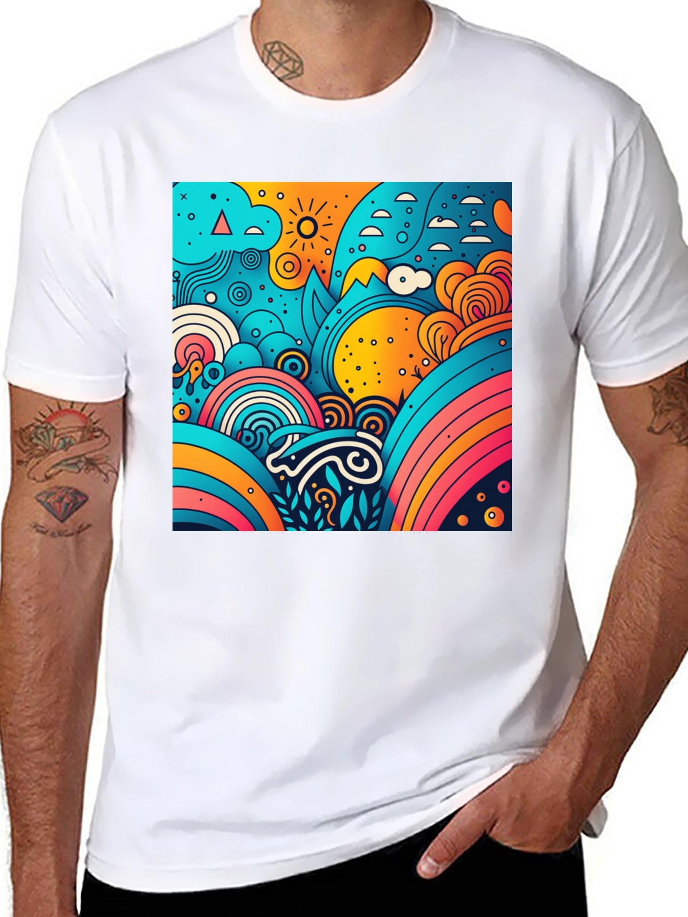 Vibrant Abstract Graphic Tee - Artistic Style