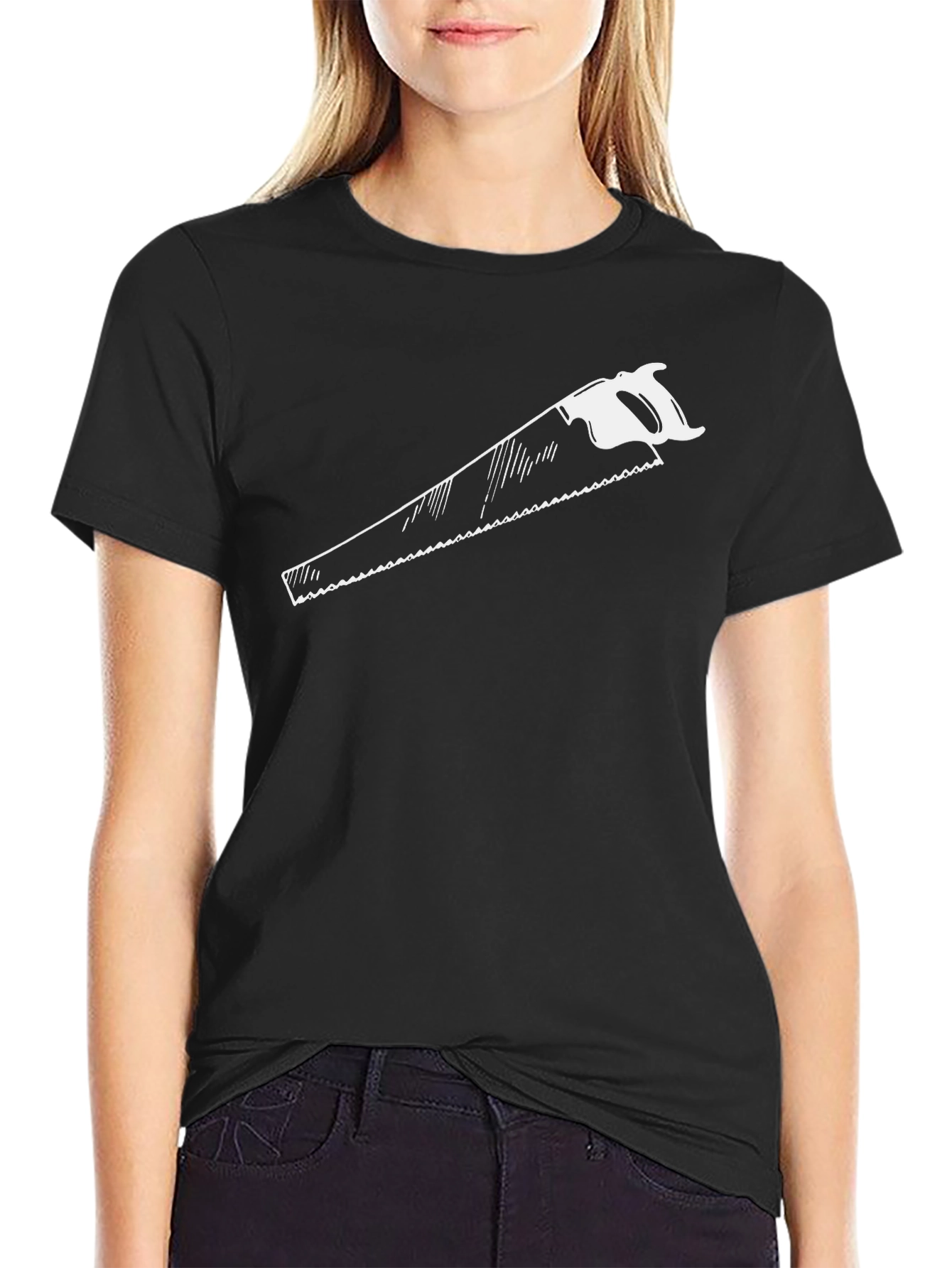Saw Graphic Tee - Black Crew Neck