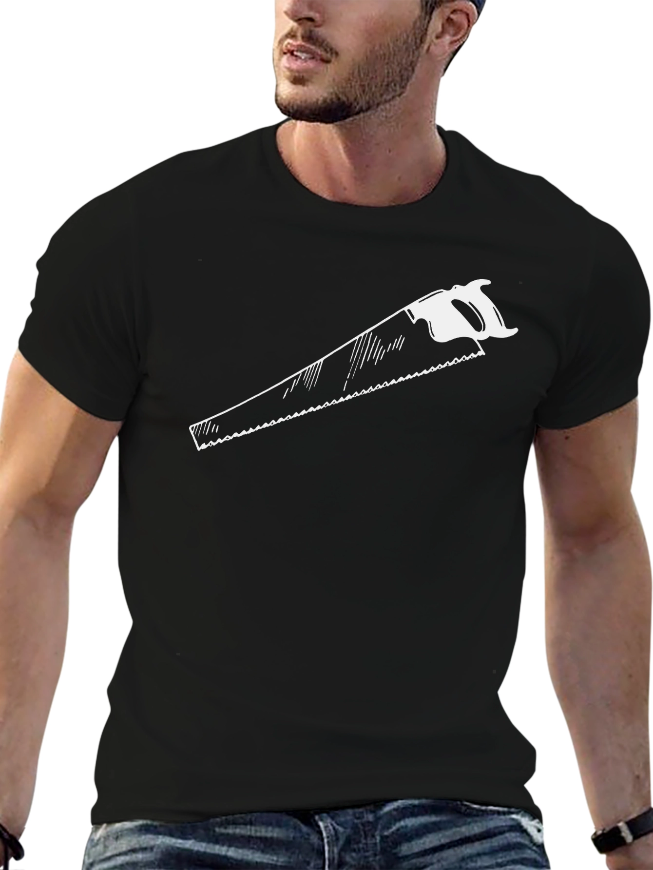 Saw Graphic Tee - Black Crew Neck