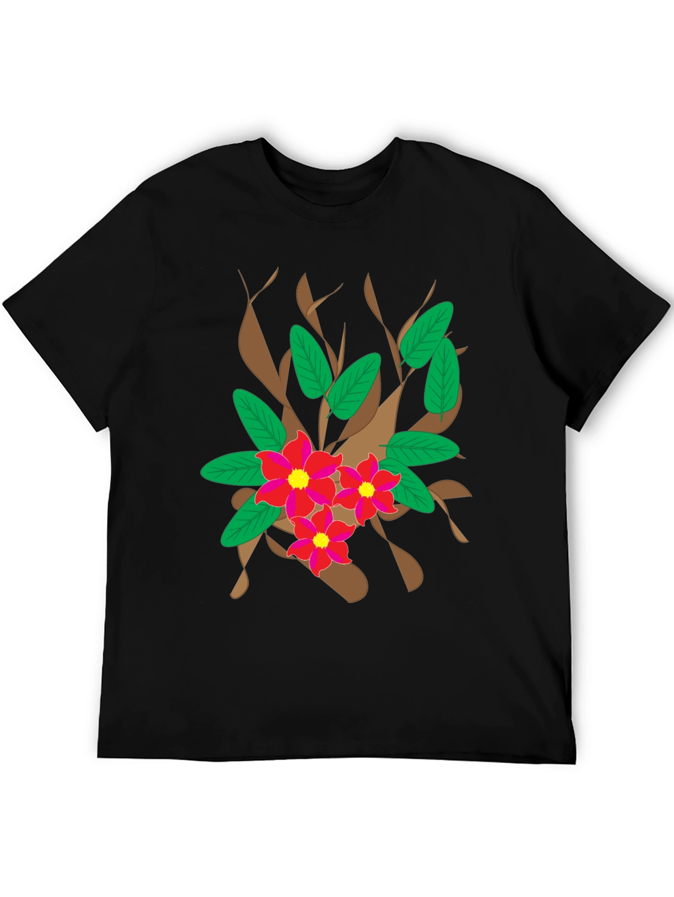 Floral Graphic Print Black T-Shirt