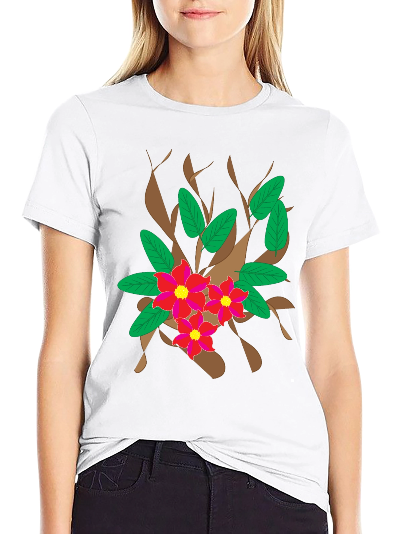 Floral Graphic Print Black T-Shirt