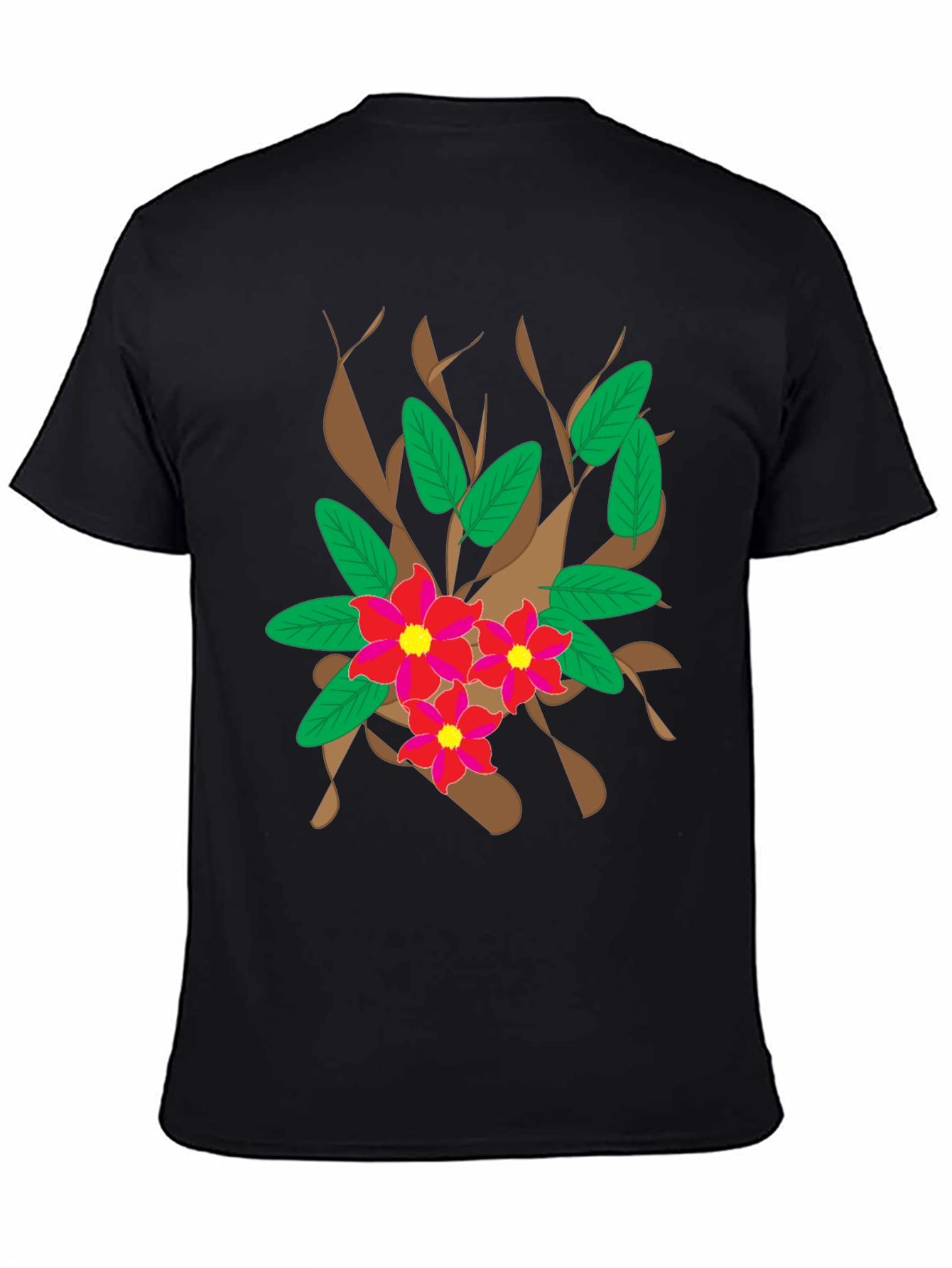 Floral Graphic Print Black T-Shirt