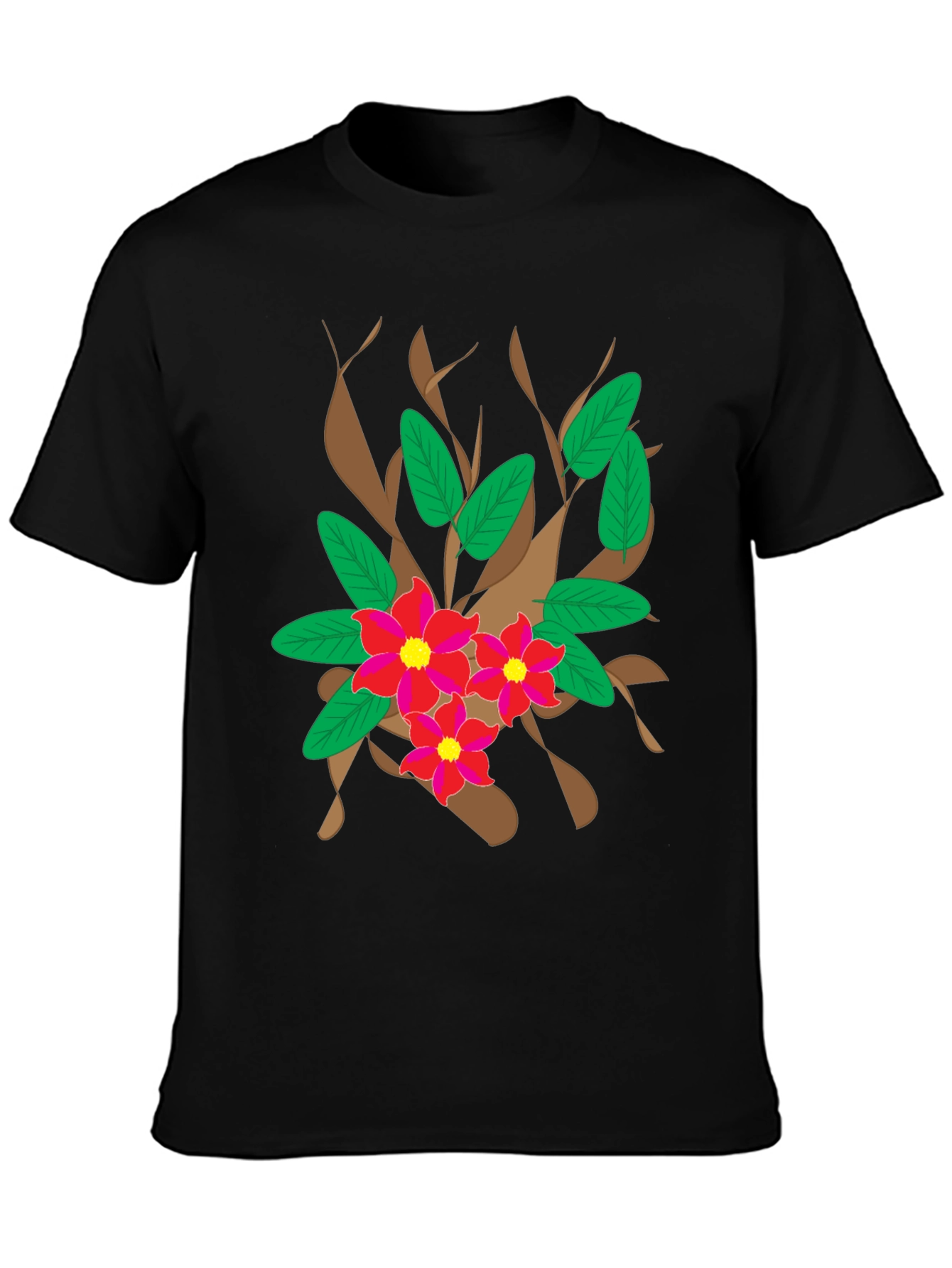 Floral Graphic Print Black T-Shirt