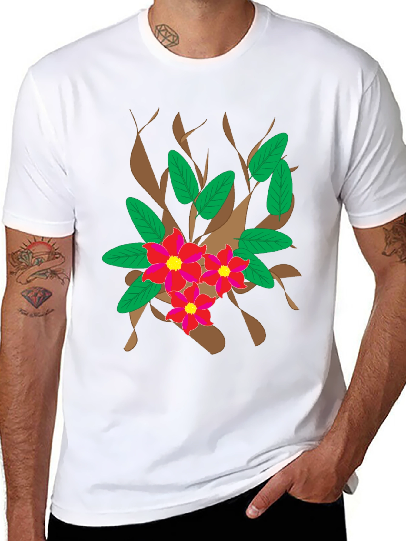 Floral Graphic Print Black T-Shirt