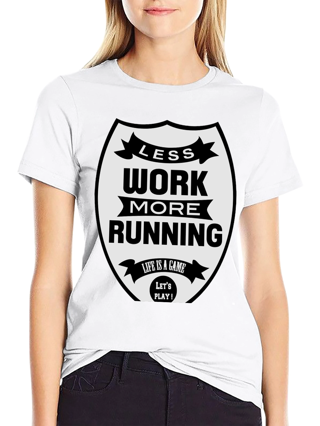 Less Work More Running Black T-Shirt