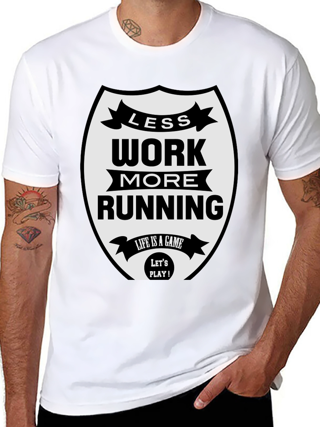 Less Work More Running Black T-Shirt