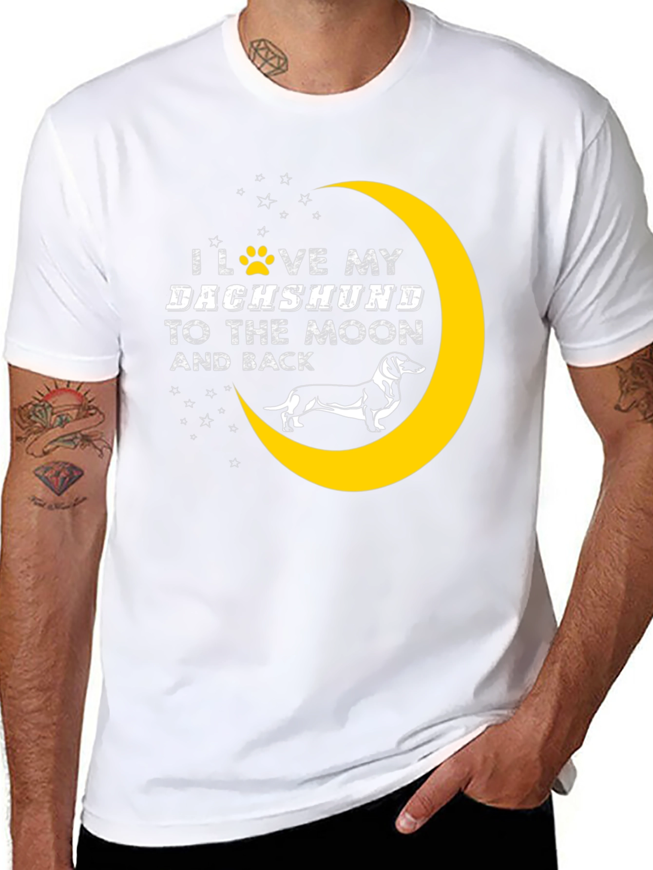 Dachshund Moon Graphic Tee - Dog Lover Shirt