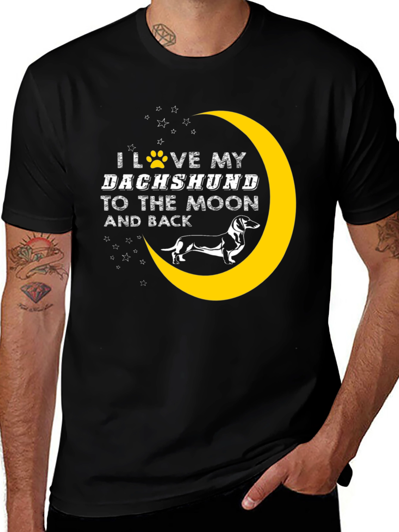 Dachshund Moon Graphic Tee - Dog Lover Shirt