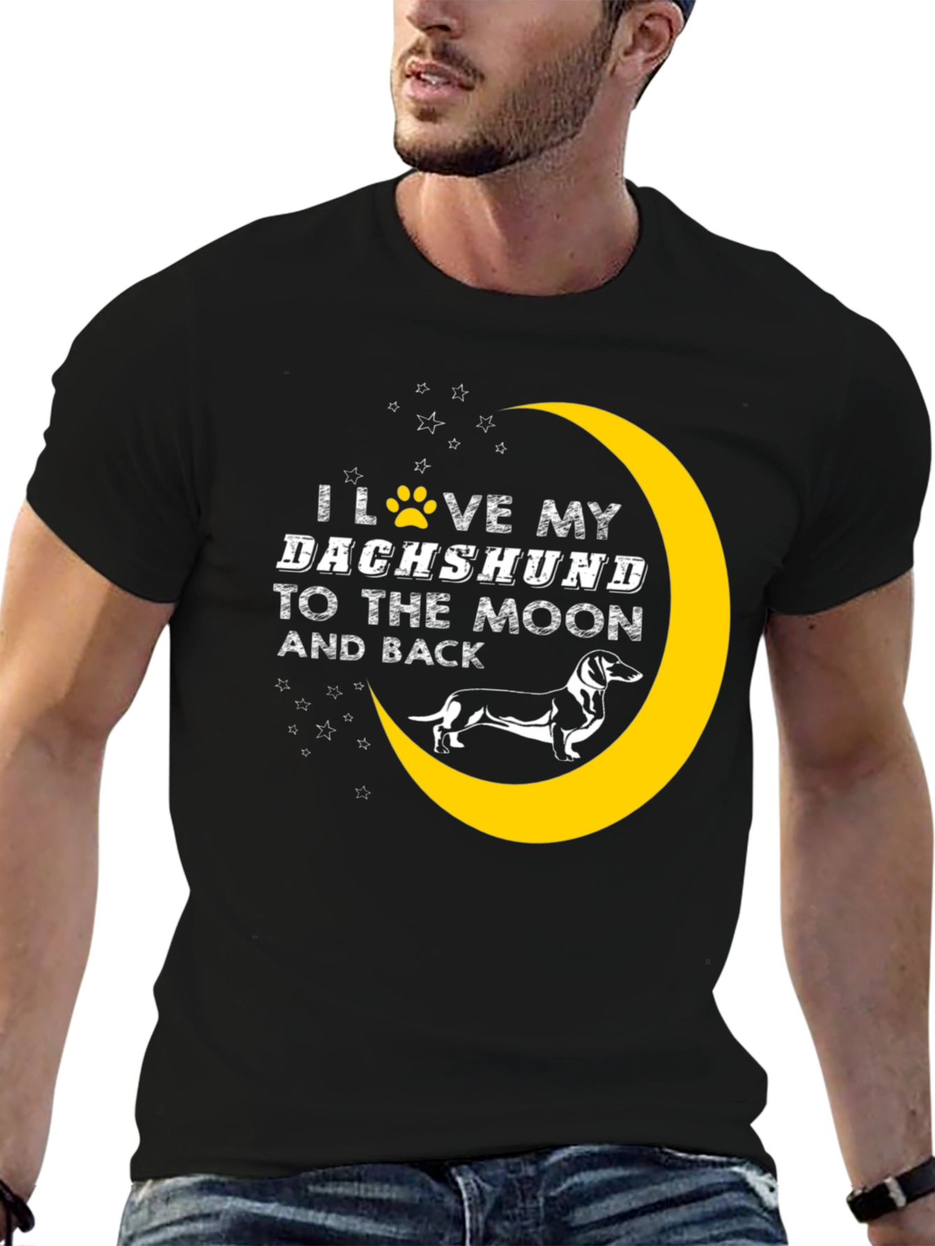 Dachshund Moon Graphic Tee - Dog Lover Shirt