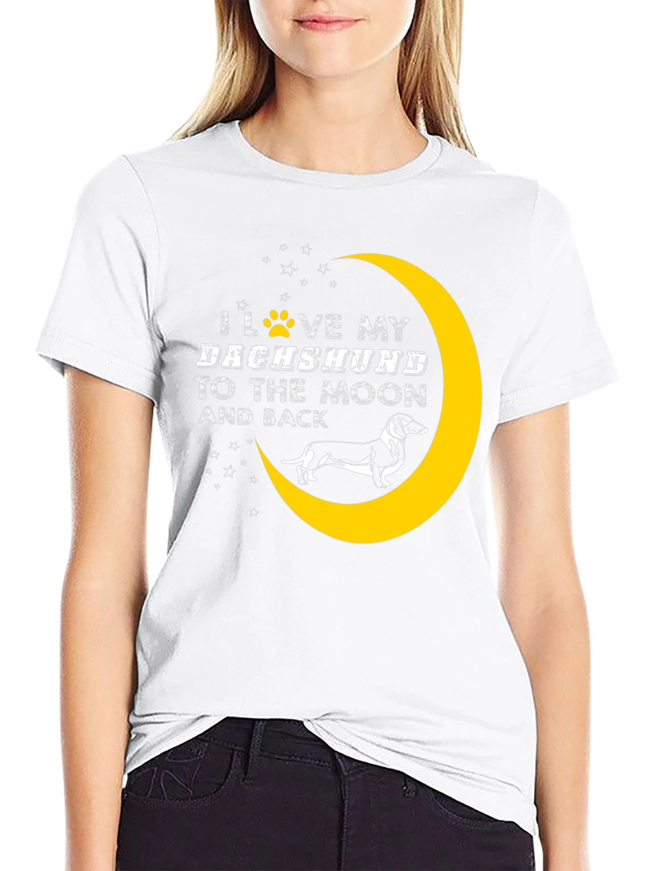 Dachshund Moon Graphic Tee - Dog Lover Shirt