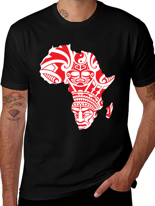 Tribal Africa Graphic Print Crewneck T-Shirt