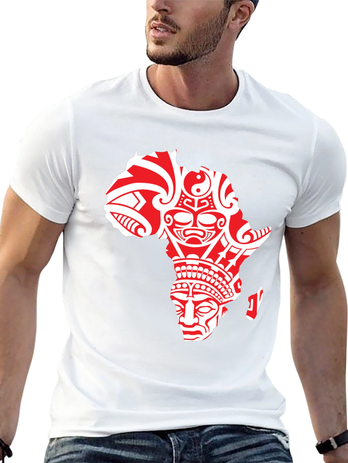 Tribal Africa Graphic Print Crewneck T-Shirt