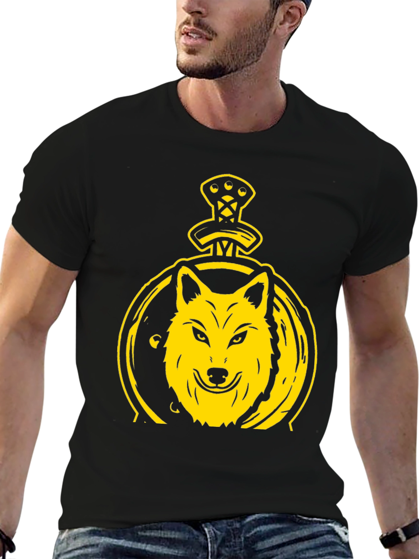 Wolf and Sword Graphic T-Shirt - Black