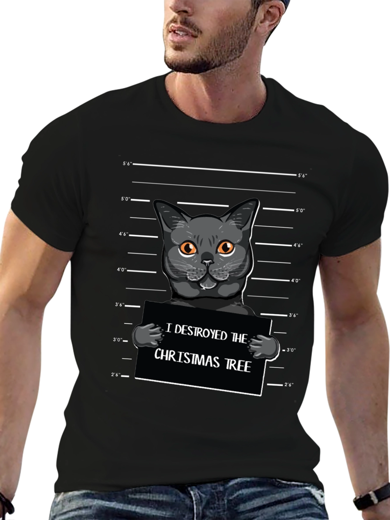 Cat Mugshot Christmas Tee