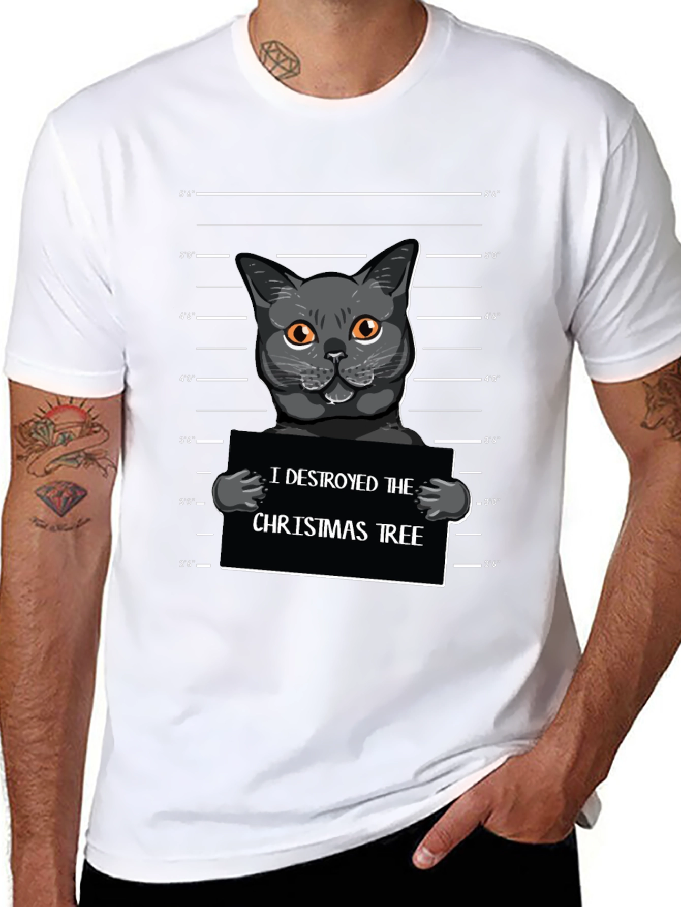 Cat Mugshot Christmas Tee
