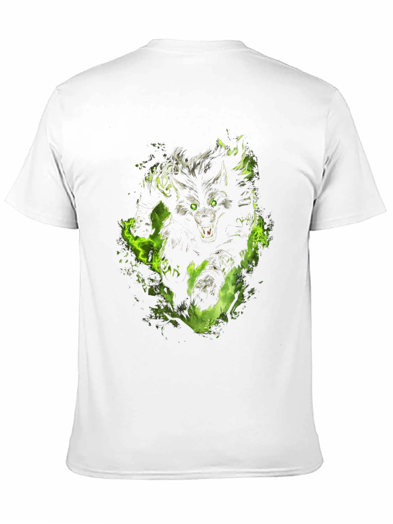 Mens Black T-Shirt with Wolf Graphic Print