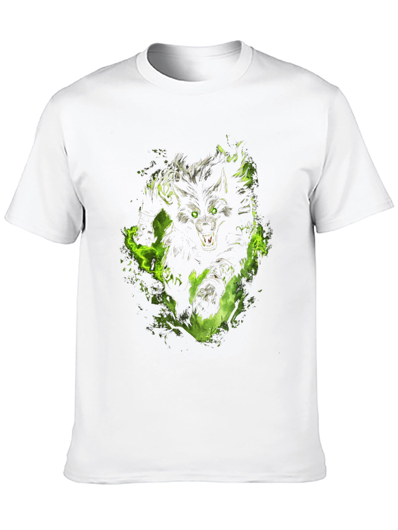 Mens Black T-Shirt with Wolf Graphic Print