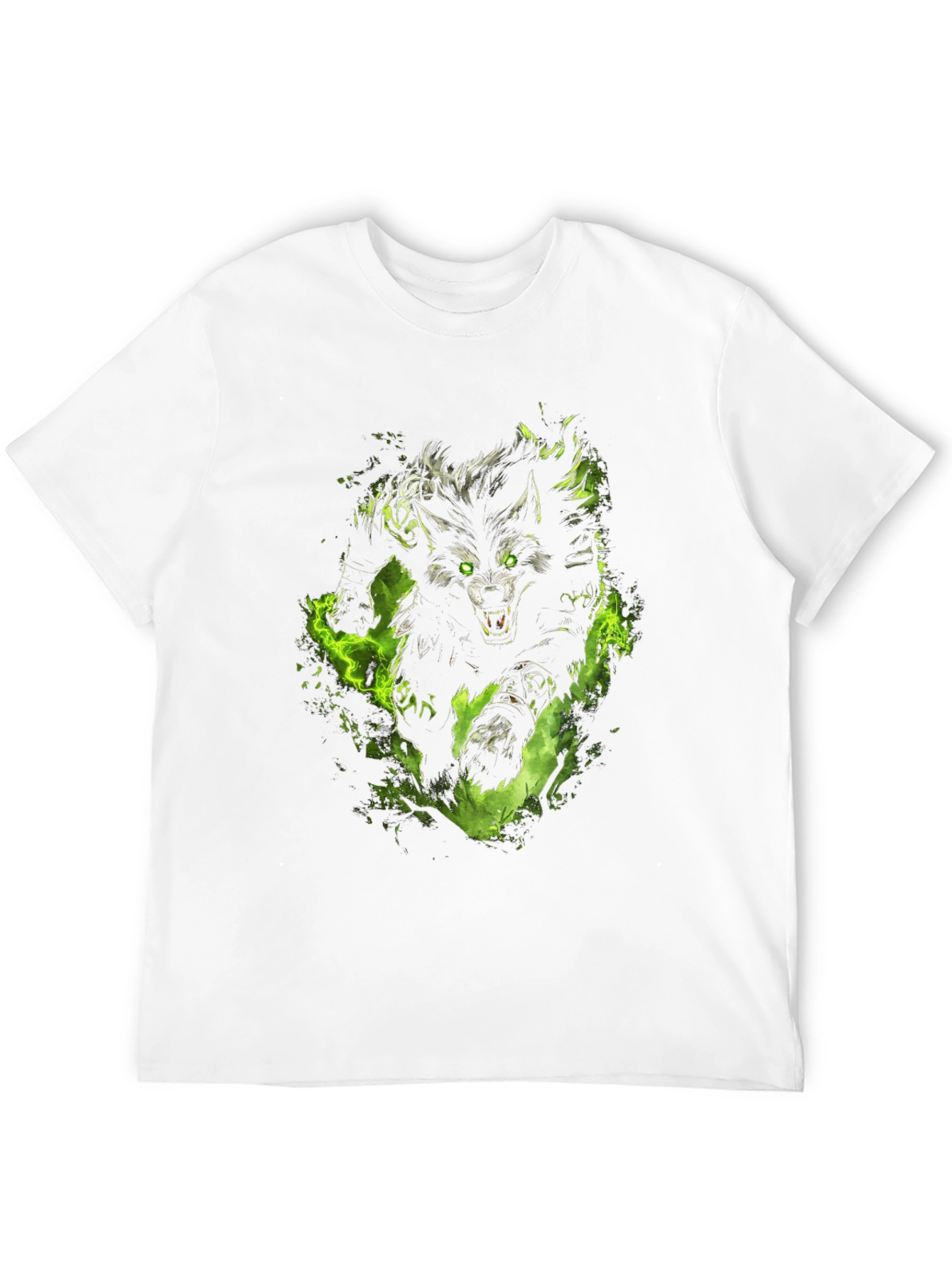 Mens Black T-Shirt with Wolf Graphic Print