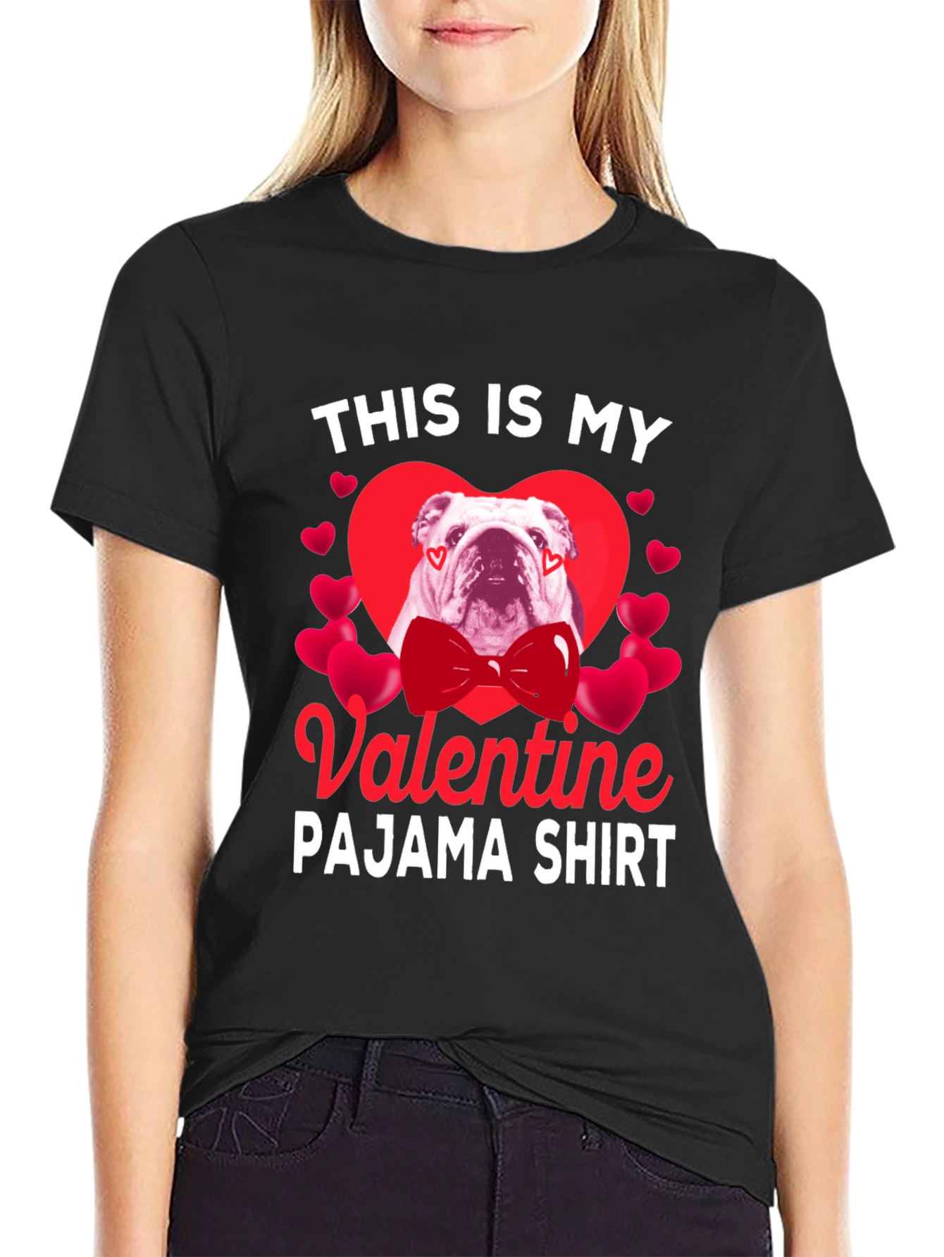 Valentine Bulldog Pajama Shirt