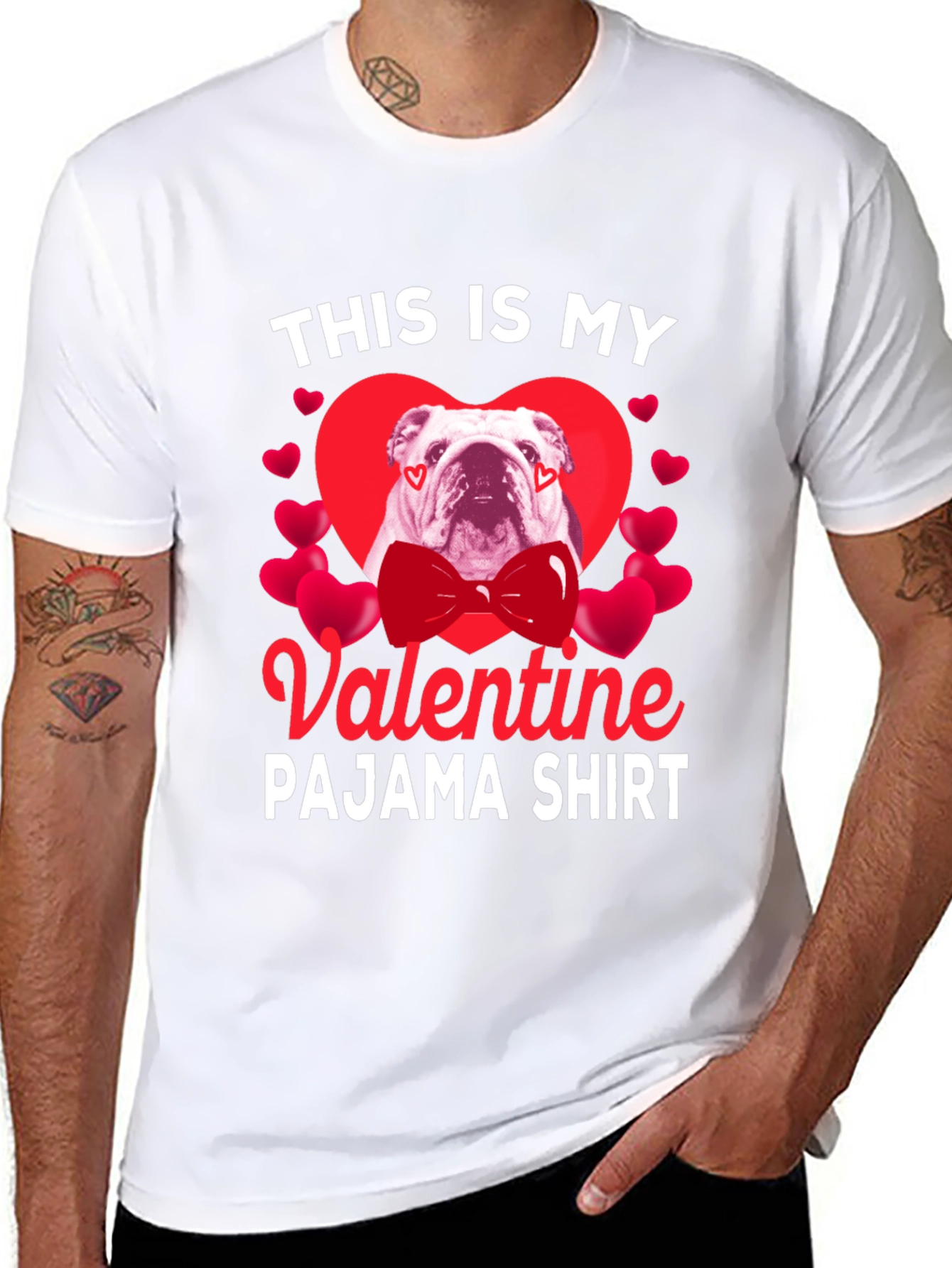 Valentine Bulldog Pajama Shirt