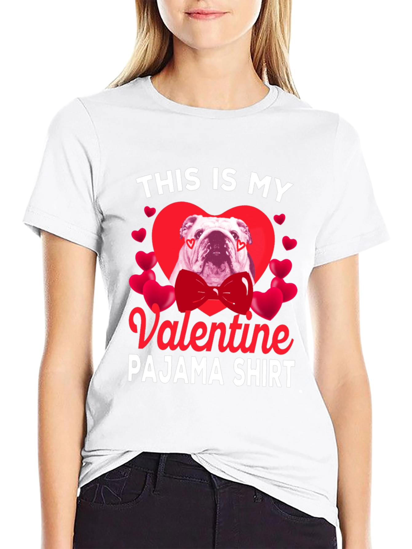 Valentine Bulldog Pajama Shirt