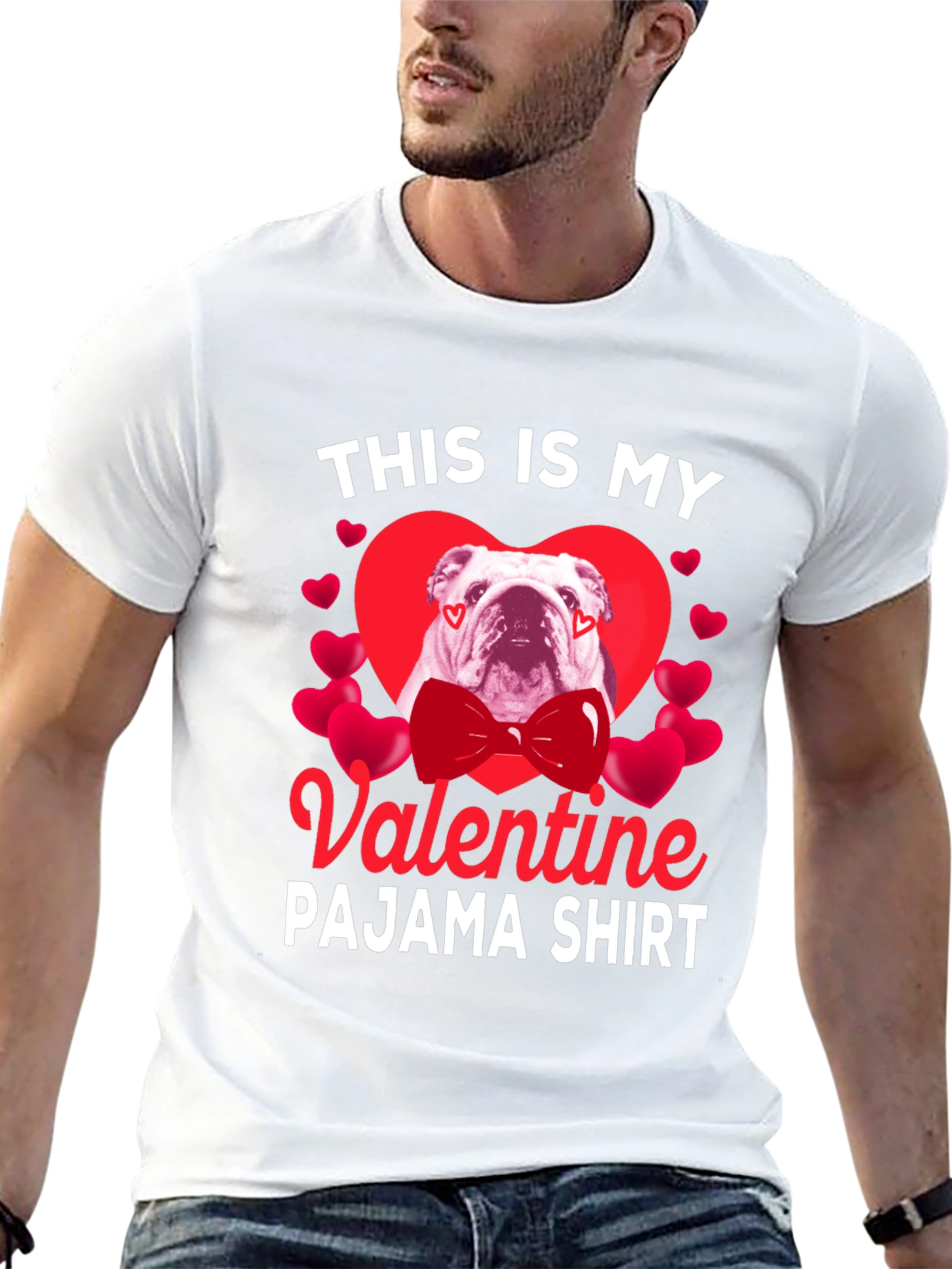 Valentine Bulldog Pajama Shirt