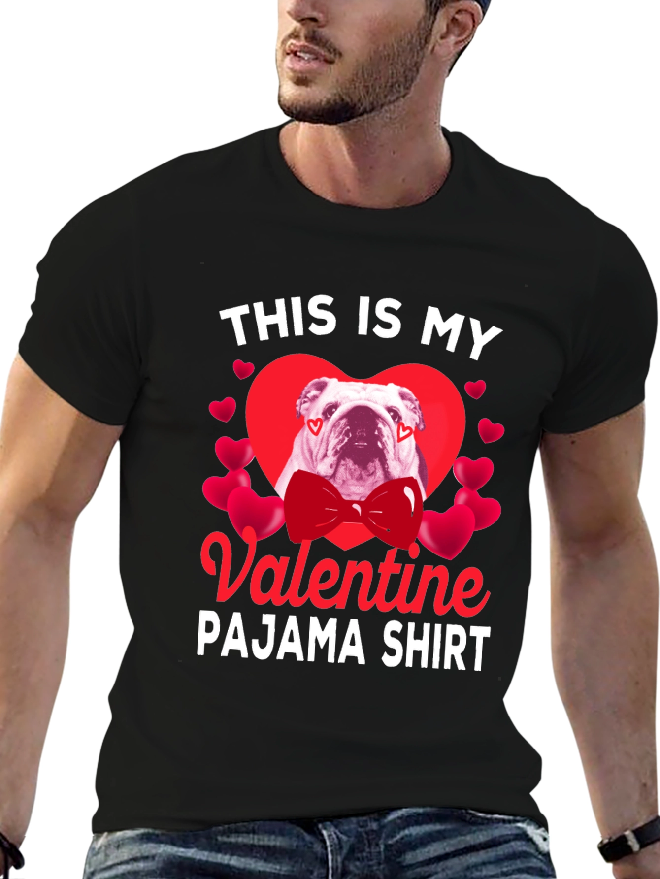 Valentine Bulldog Pajama Shirt