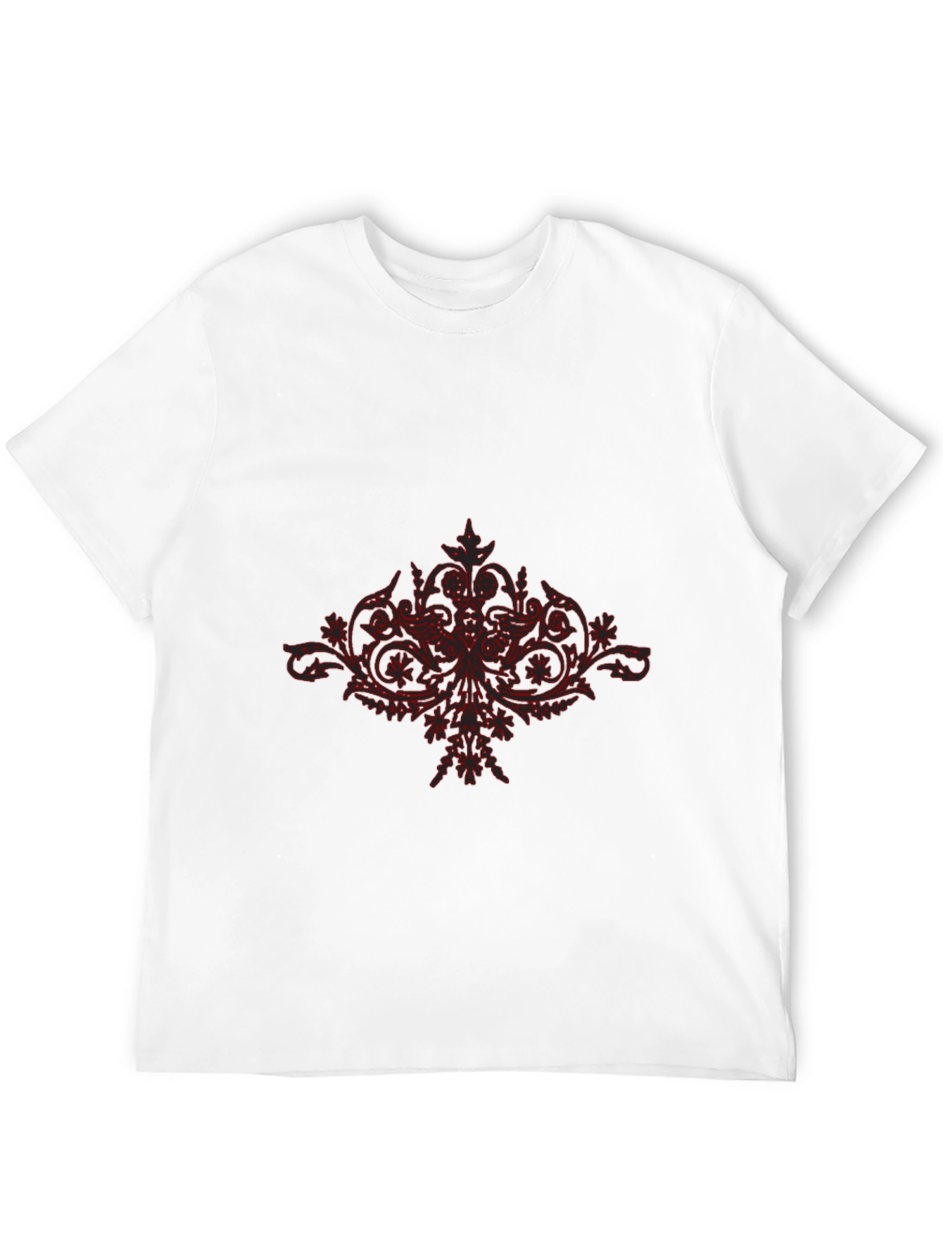 Black T-Shirt with Red Floral Design