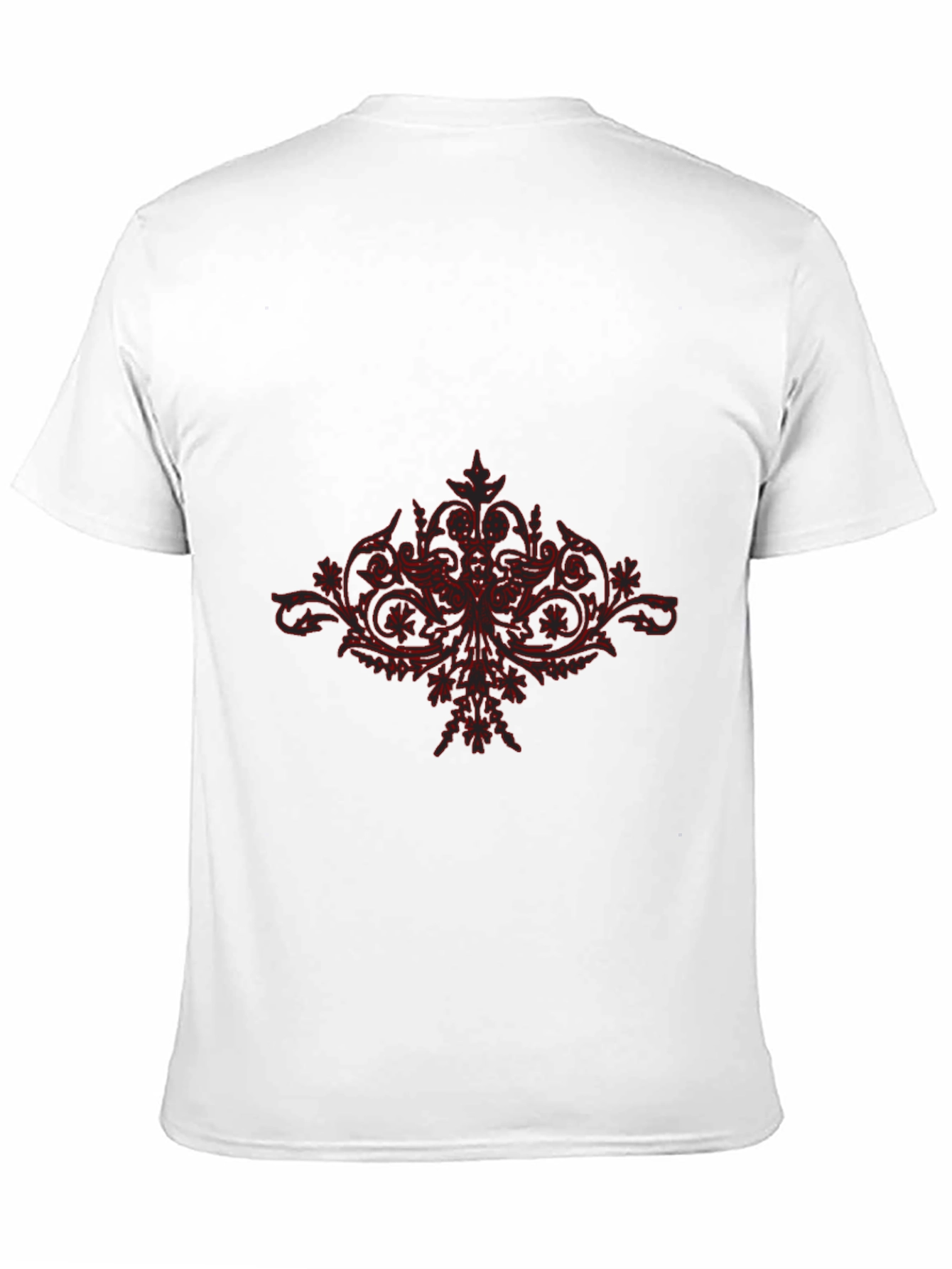 Black T-Shirt with Red Floral Design