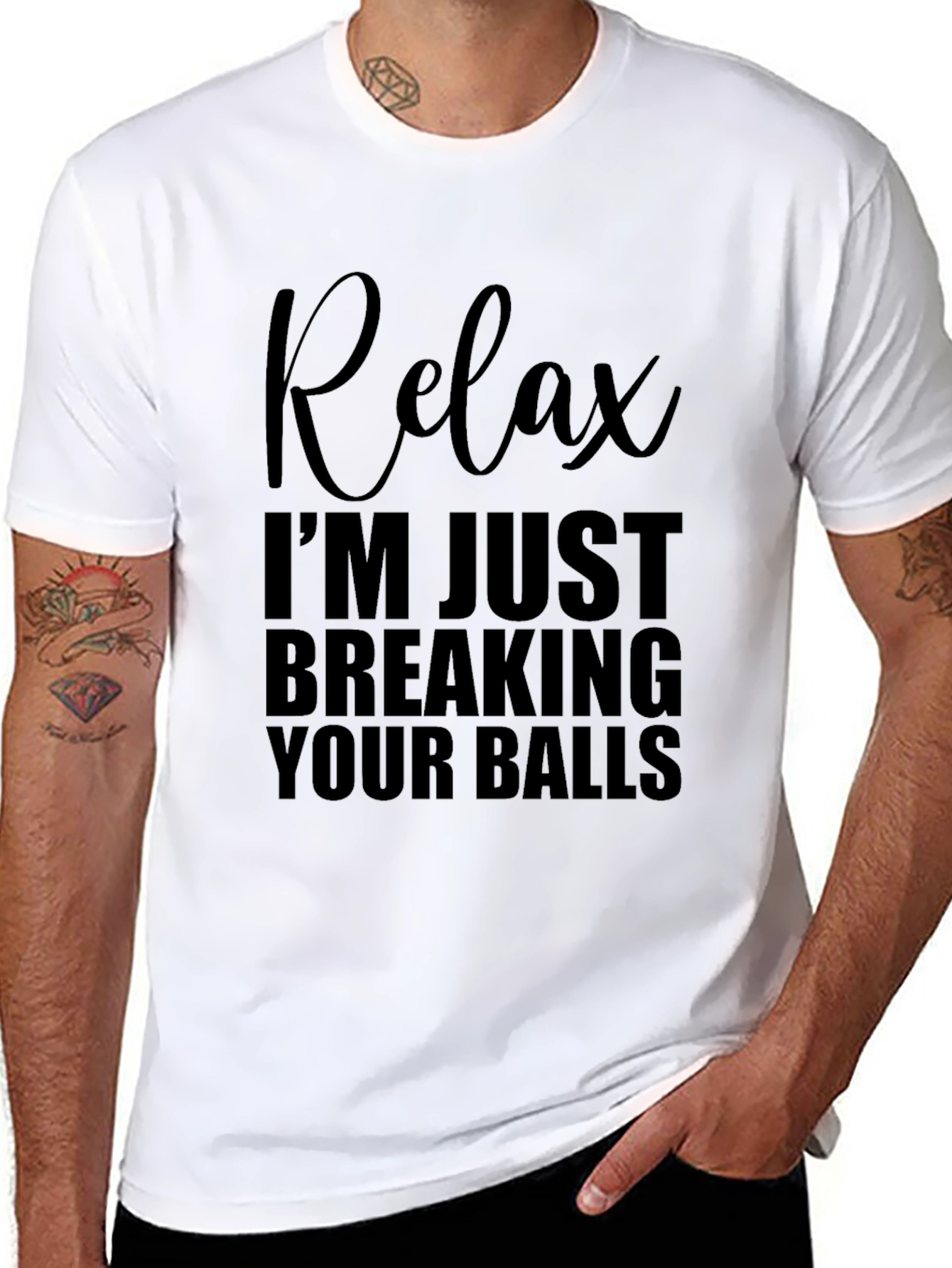 Relax Breaking Balls Graphic T-Shirt - Mens Novelty Tee