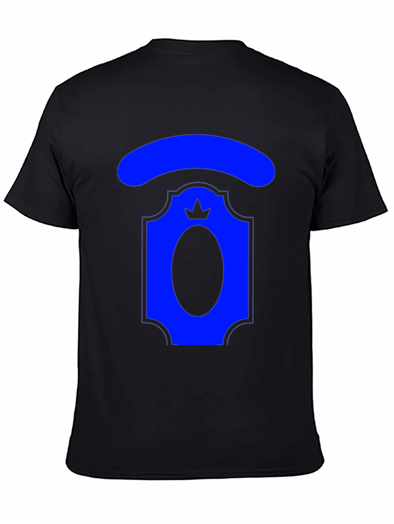 Royal Blue Crest Graphic T-Shirt - Black Cotton Tee