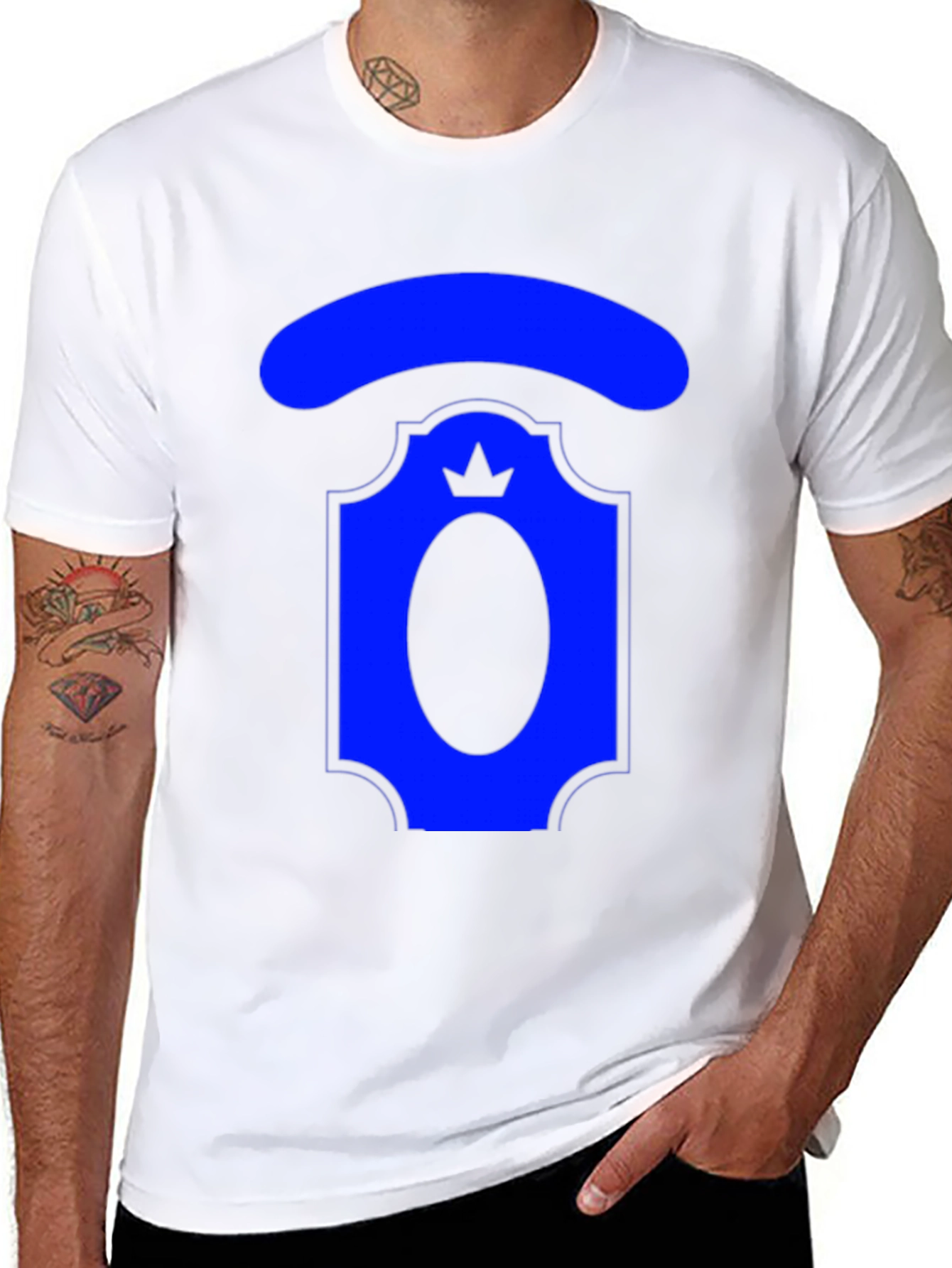 Royal Blue Crest Graphic T-Shirt - Black Cotton Tee