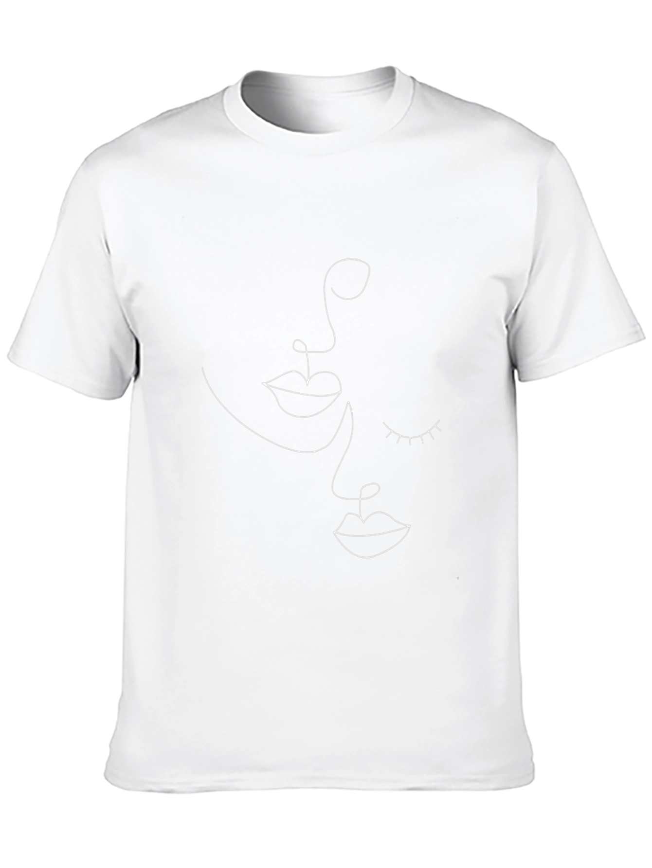 Minimalist Face Line Art Black T-Shirt