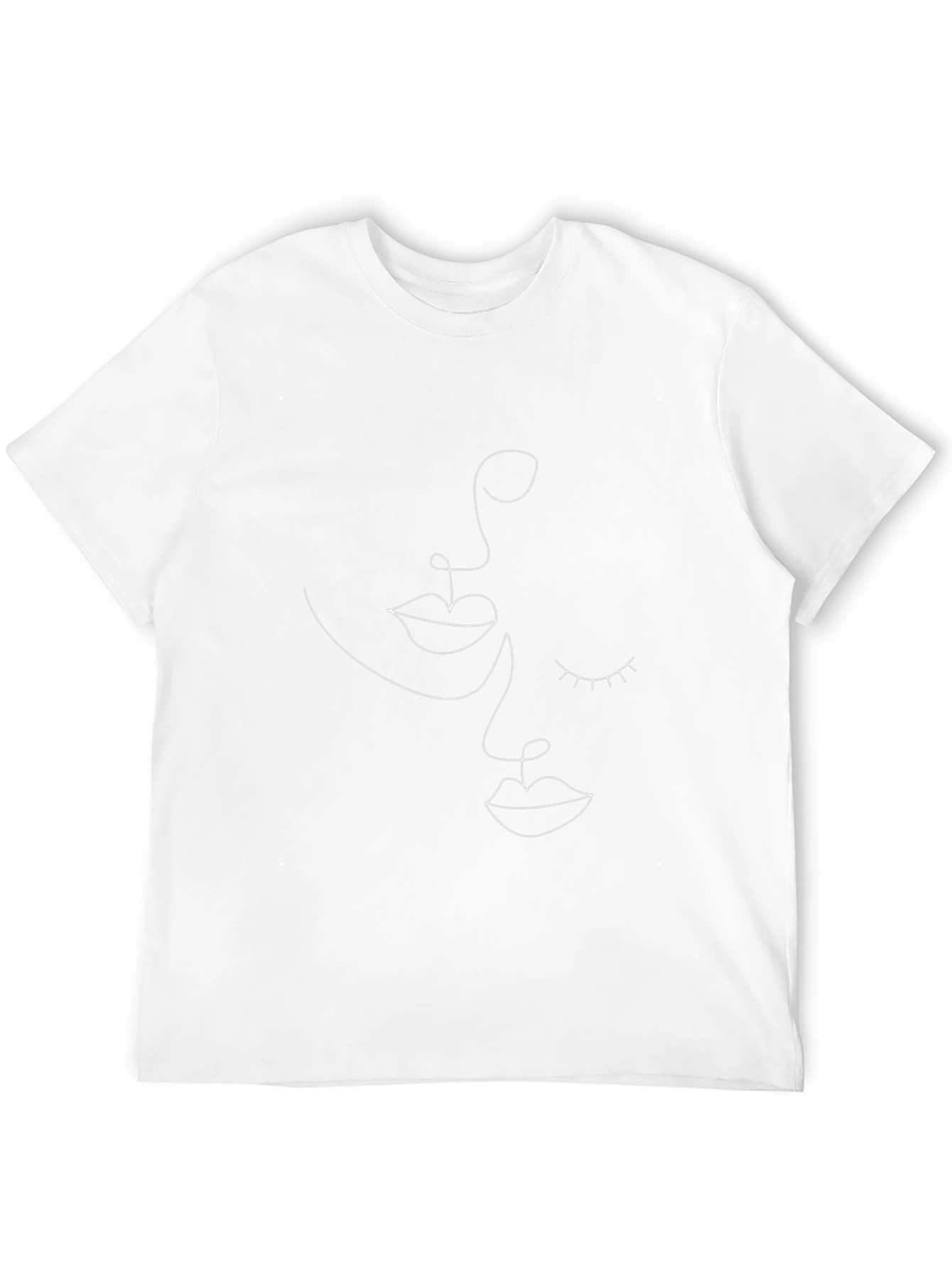 Minimalist Face Line Art Black T-Shirt