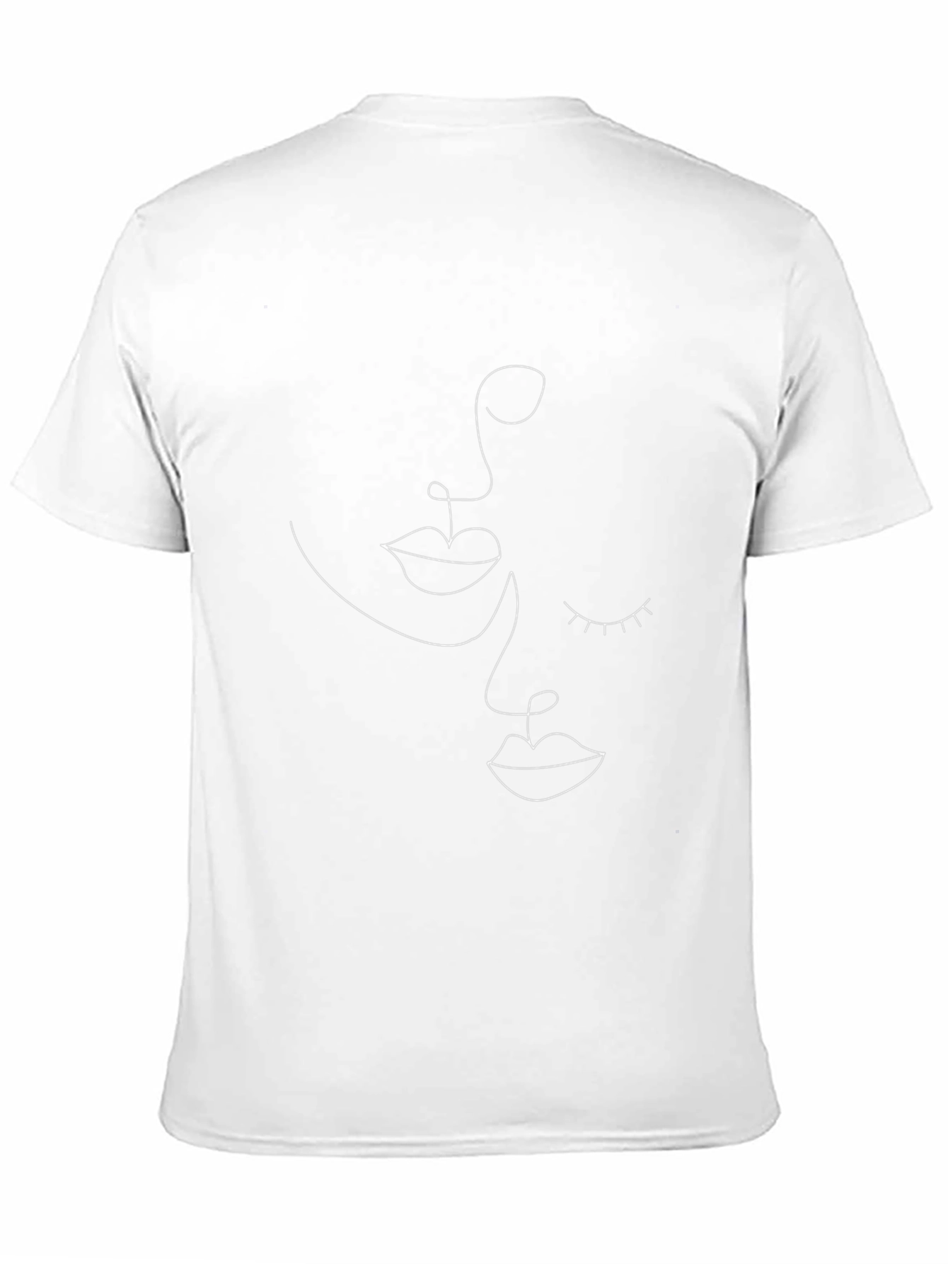 Minimalist Face Line Art Black T-Shirt