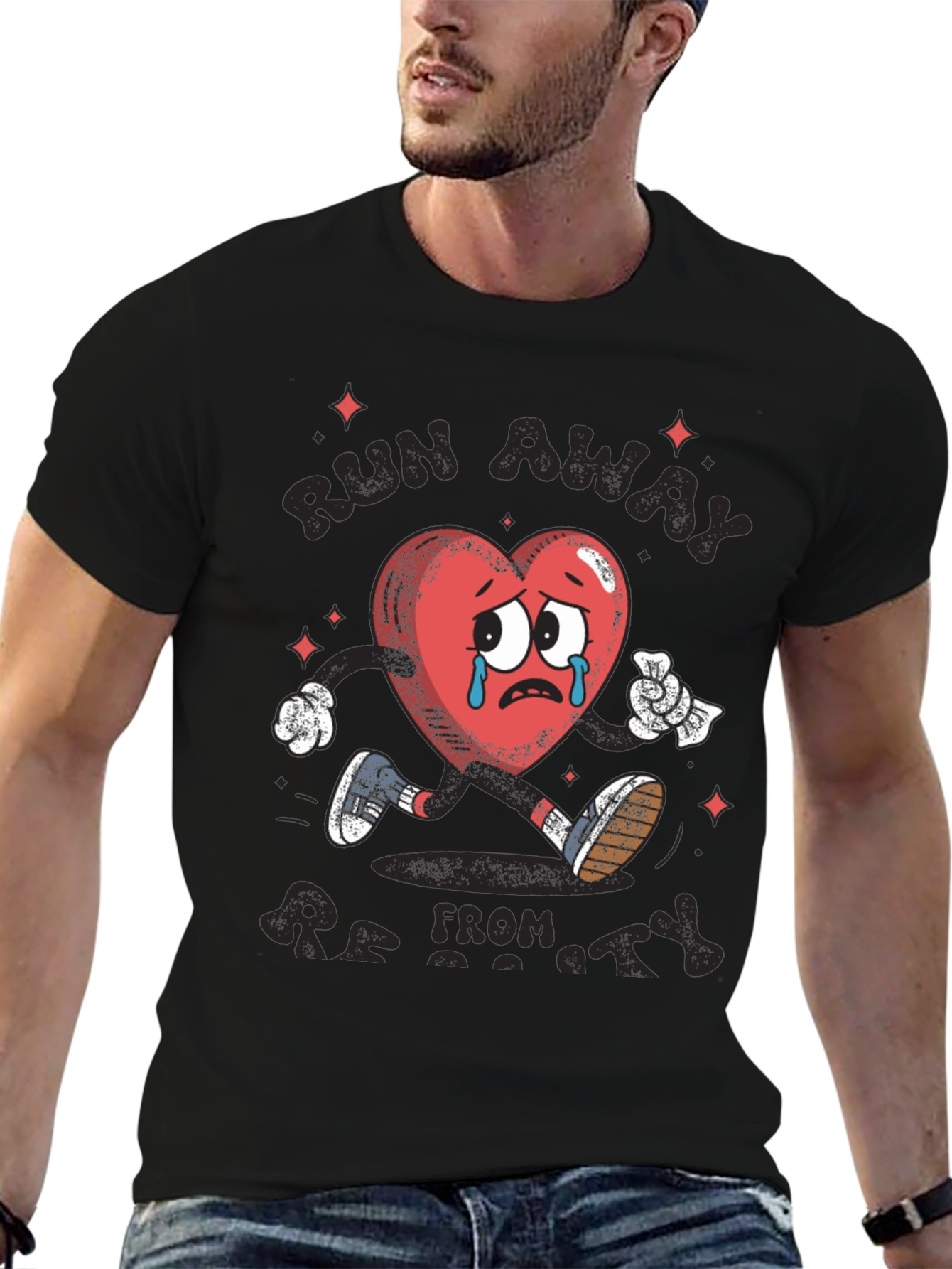 Run Away From Anxiety Black Graphic Tee