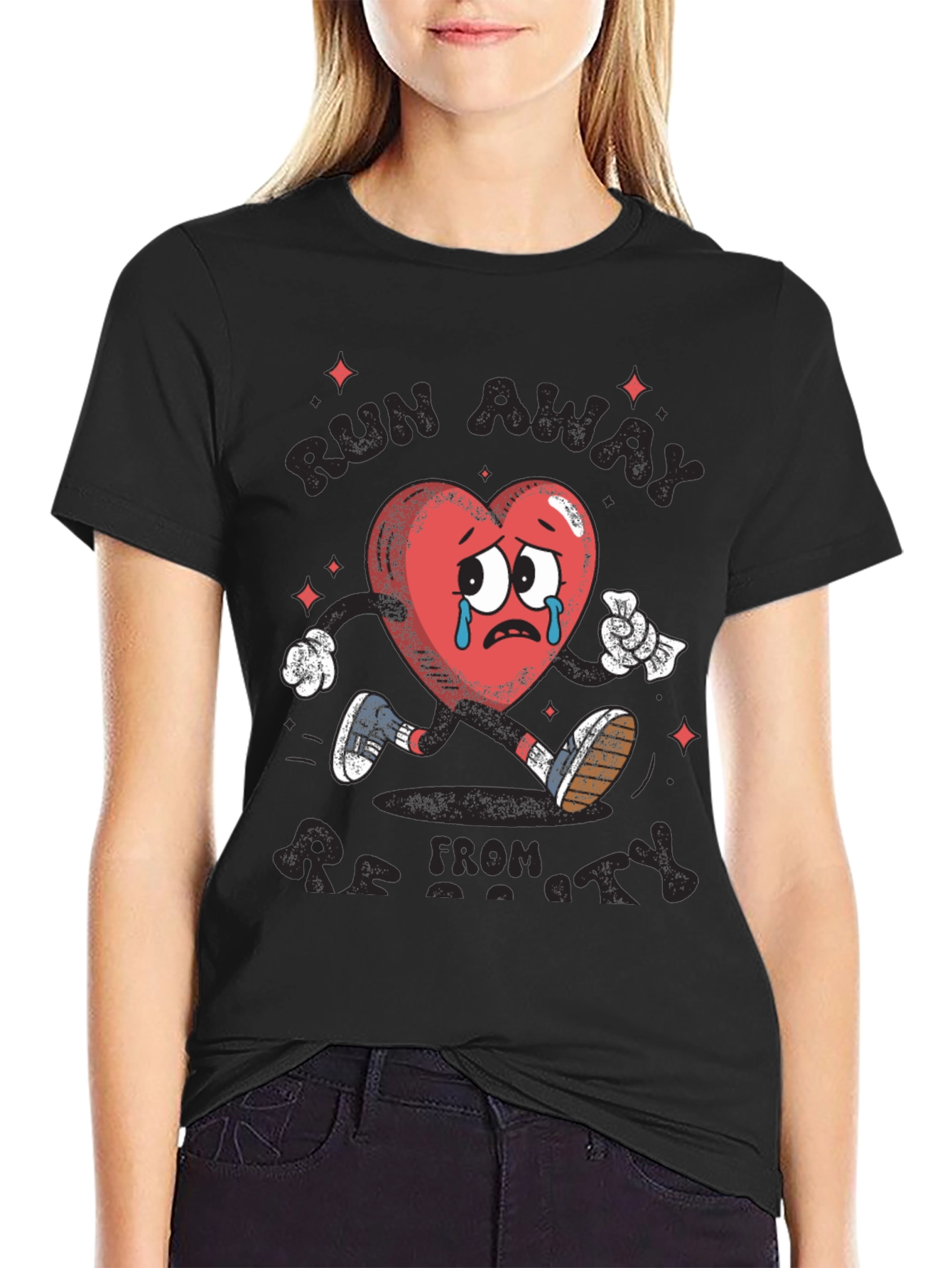 Run Away From Anxiety Black Graphic Tee