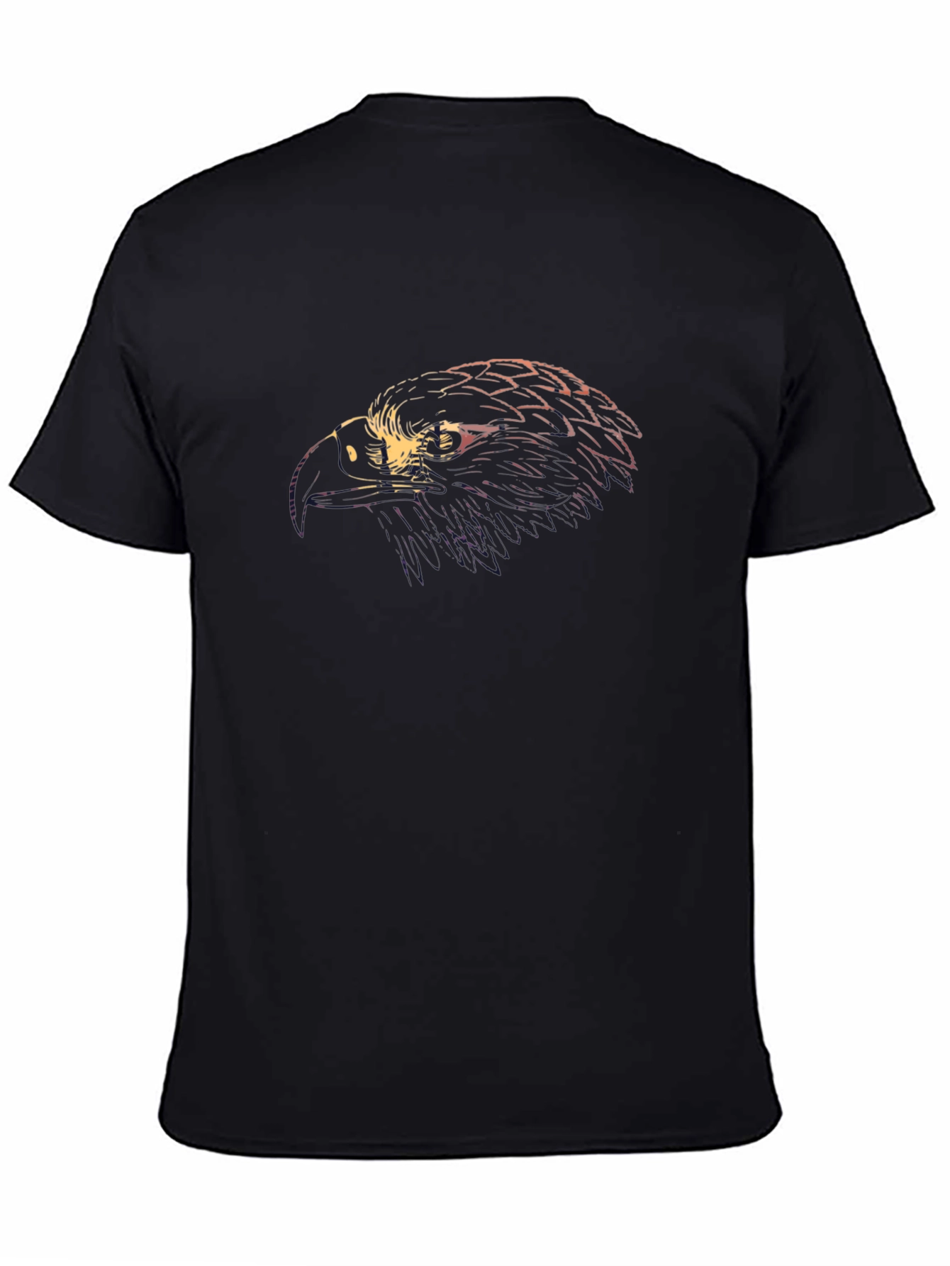 Mens Black T-Shirt with Eagle Head Graphic Print
