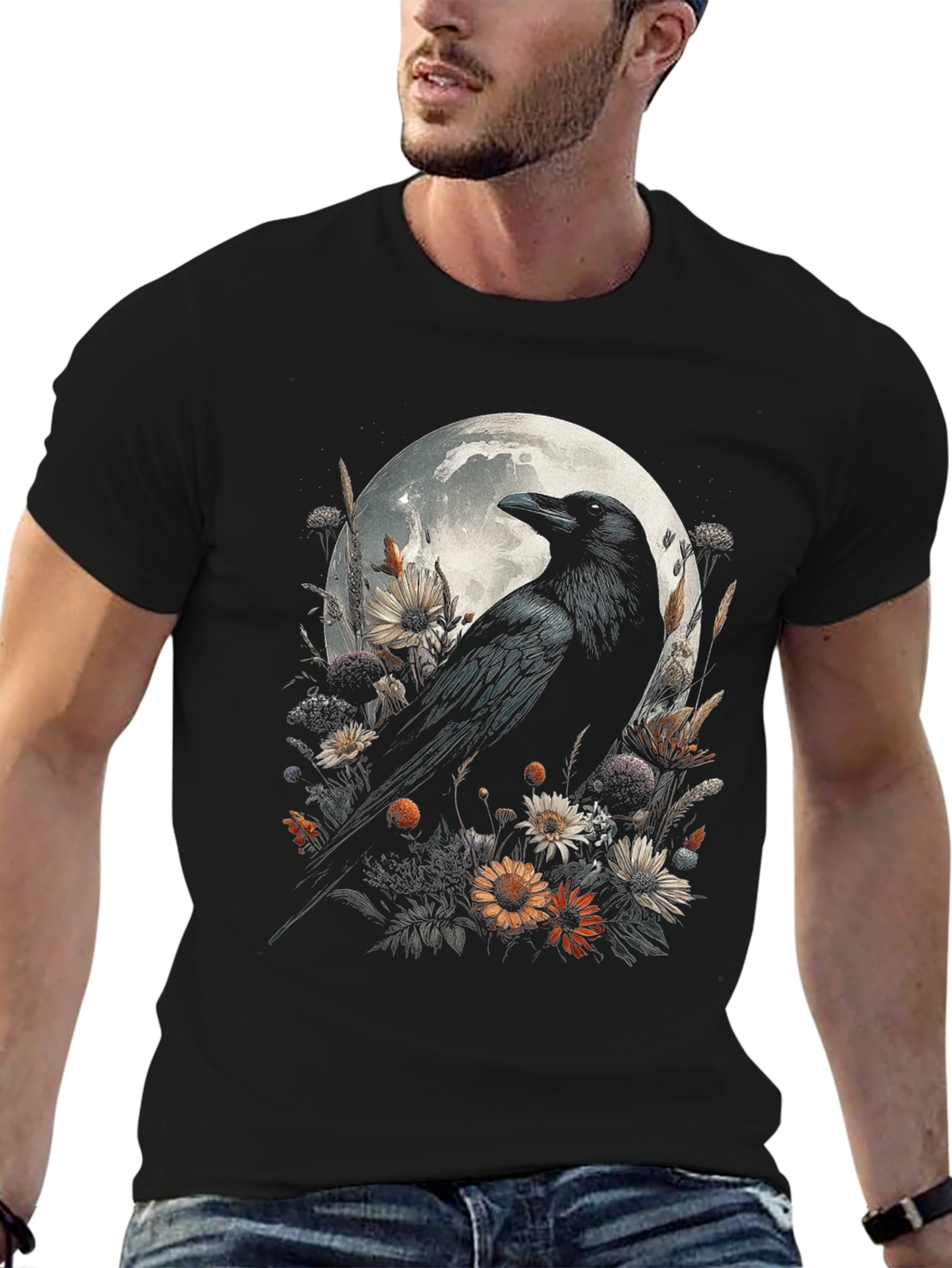 Raven & Moon Graphic Tee - Mens Black T-Shirt