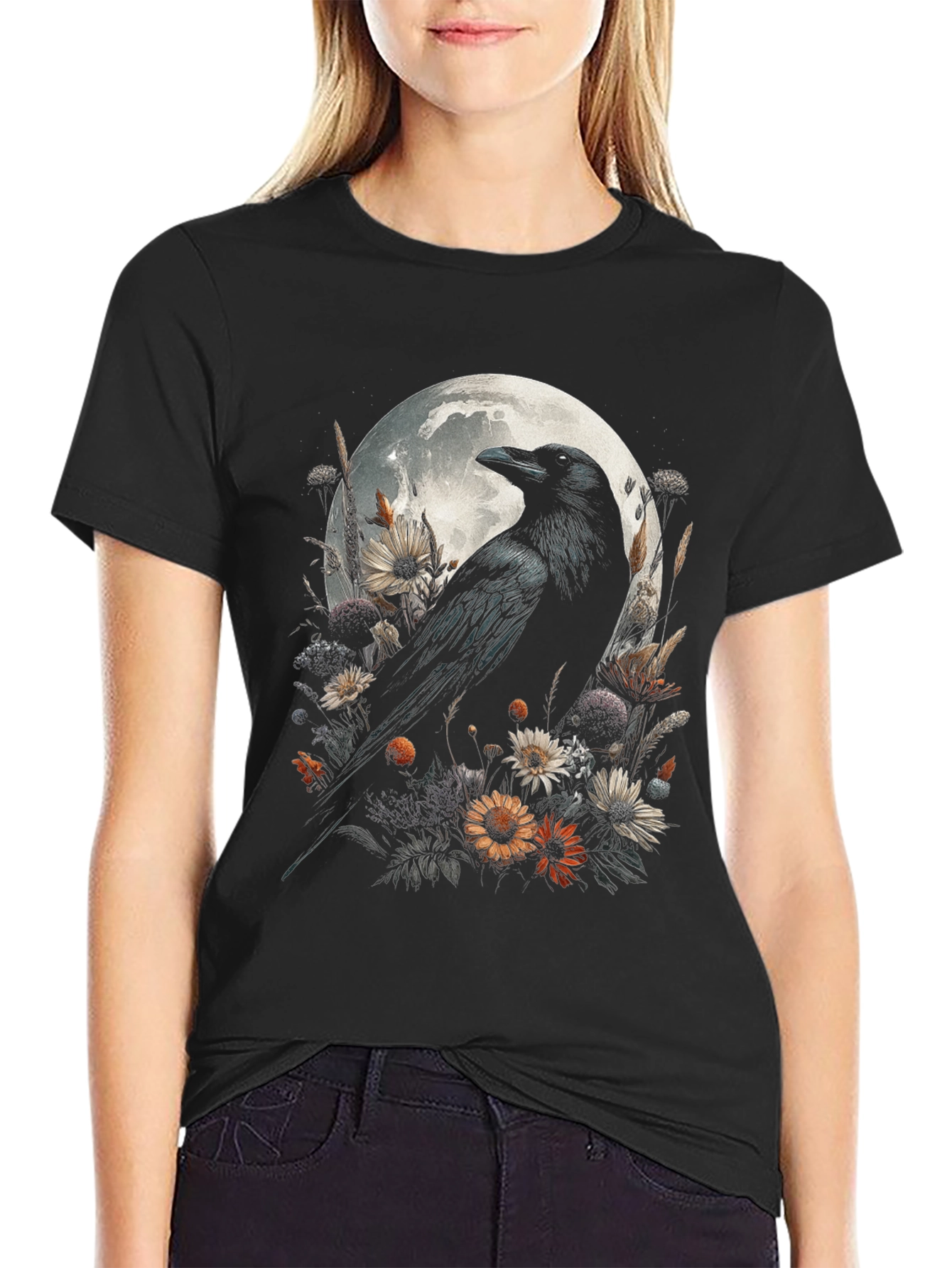 Raven & Moon Graphic Tee - Mens Black T-Shirt